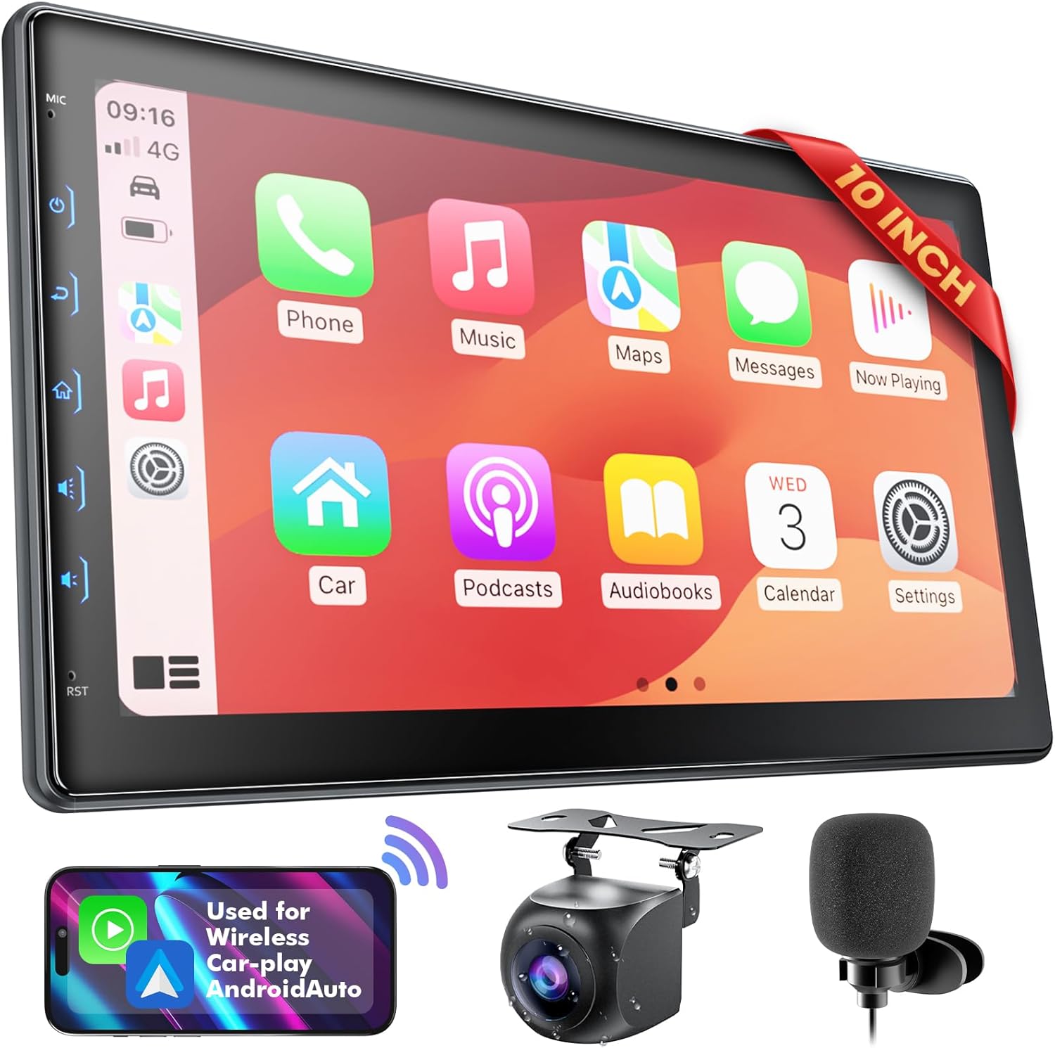 10 Inch IPS Touch Screen Double Din Car Stereo Compatible (b0df2fbvq4)
