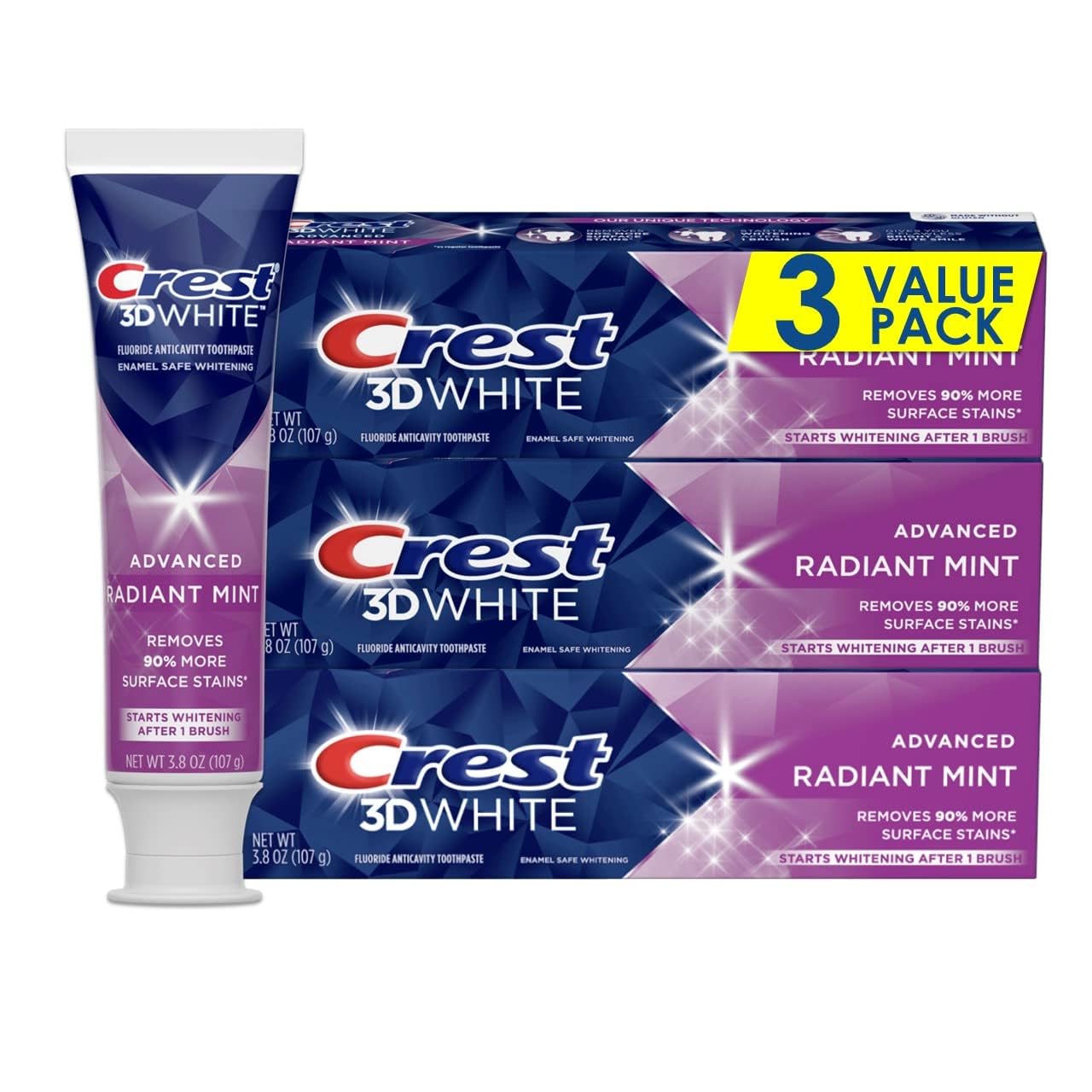 B01KZOTRG8 - Crest 3D White Toothpaste Radiant Mint, 3.8 Oz (Pack of