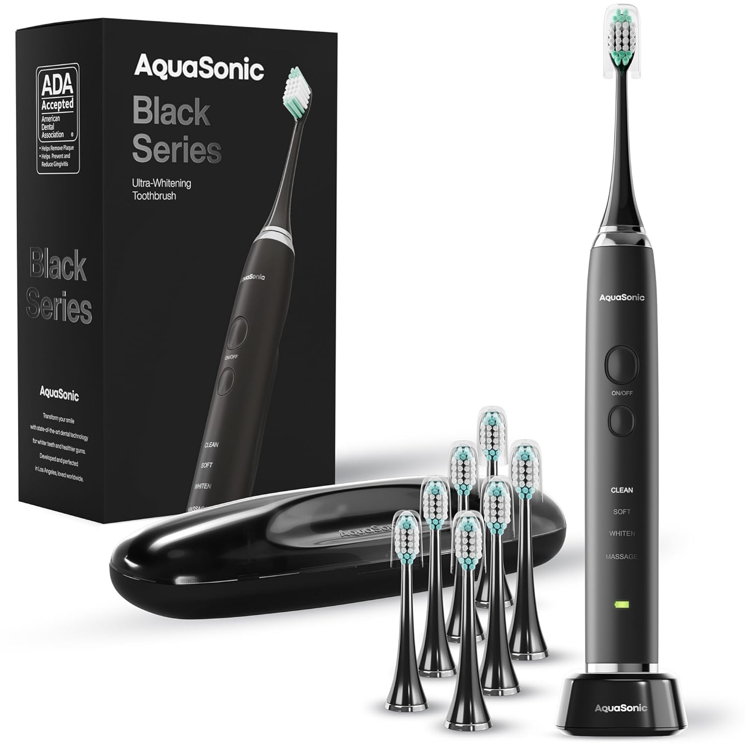 B072YVWBXH - Aquasonic Black Series Ultra Whitening Toothbrush – ADA Accepted Electric