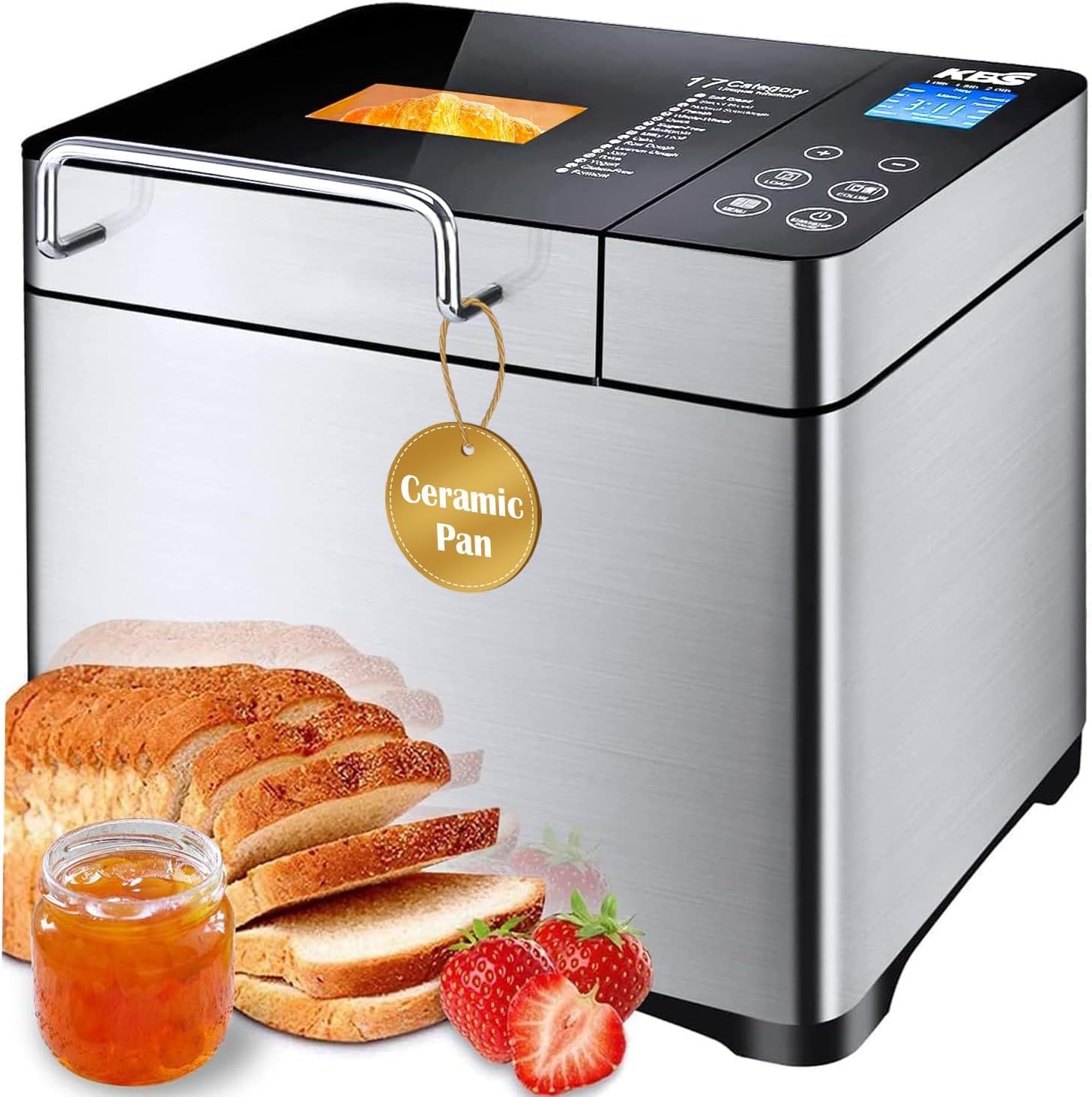B07BYXHYLY - KBS Pro Stainless Steel Bread Machine, 2LB 17-in-1 Programmable XL