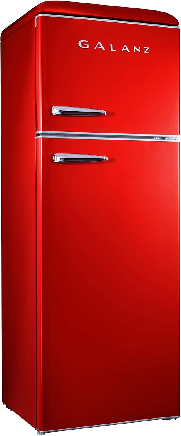 B07R121SW9 - Galanz GLR12TRDEFR Refrigerator, Dual Door Fridge, Adjustable Electrical Thermostat Control