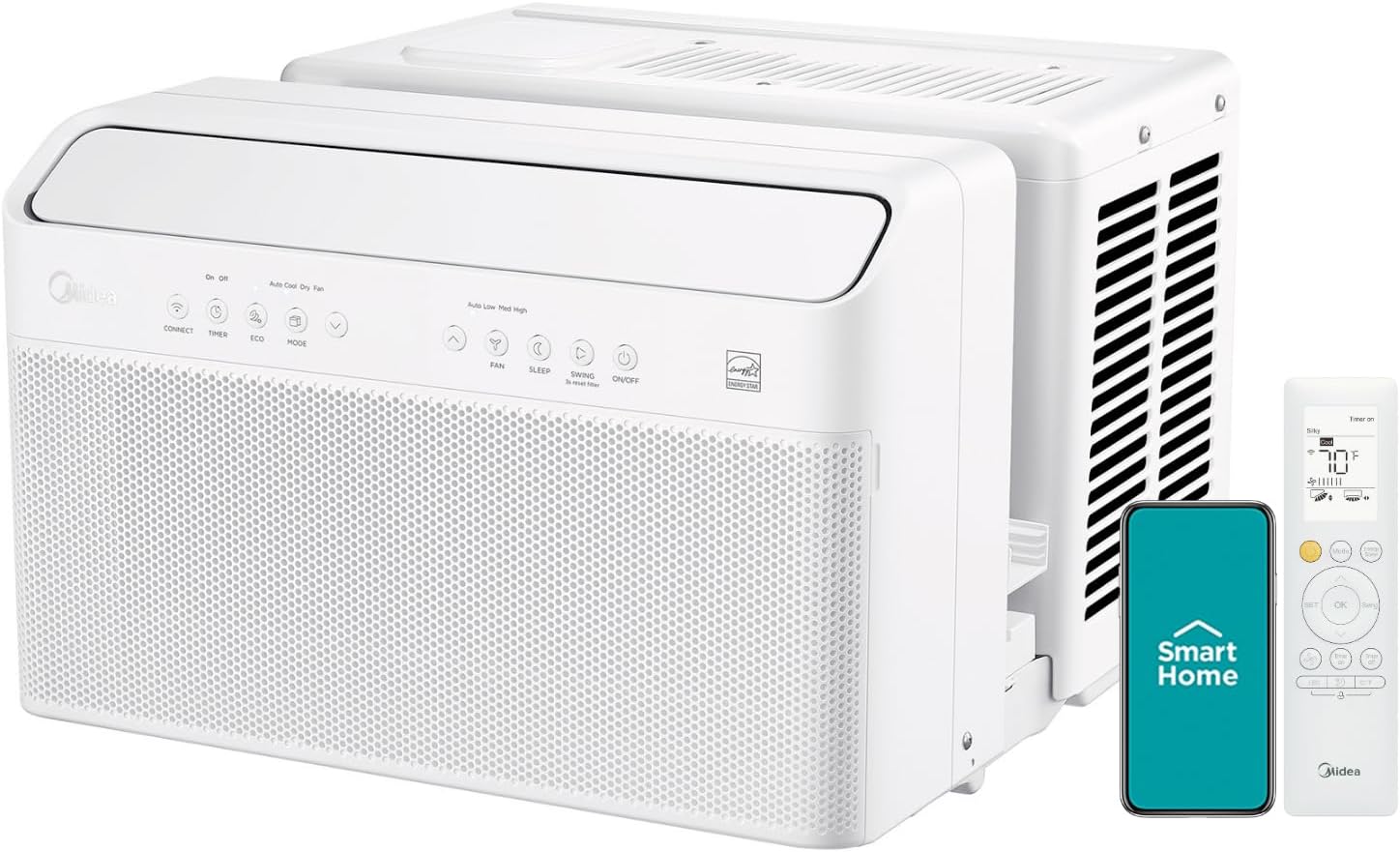 B08677DCKN - Midea 8,000 BTU U Shaped Smart Inverter Window Air Conditioner,