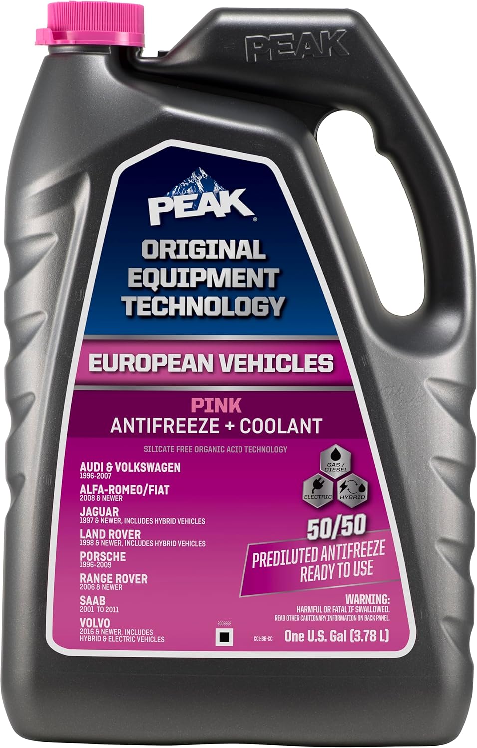 B08PP835FF - PEAK OET Extended Life Pink 50/50 Prediluted Antifreeze/Coolant for European