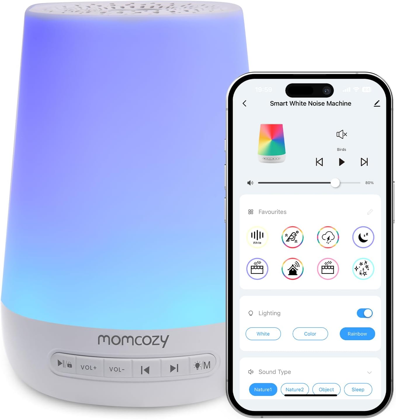 B099RSXLGH - Baby Sound Machine, Momcozy White Noise Machine for Baby Sleeping