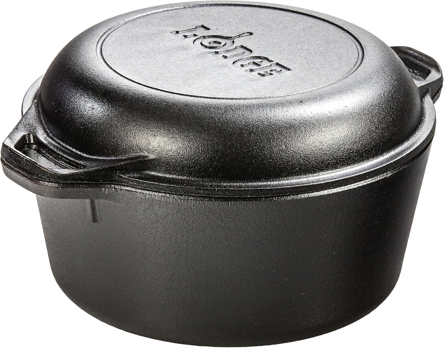 B000LEXR0K - Lodge 5 Quart Pre-Seasoned Cast Iron Double Dutch Oven with