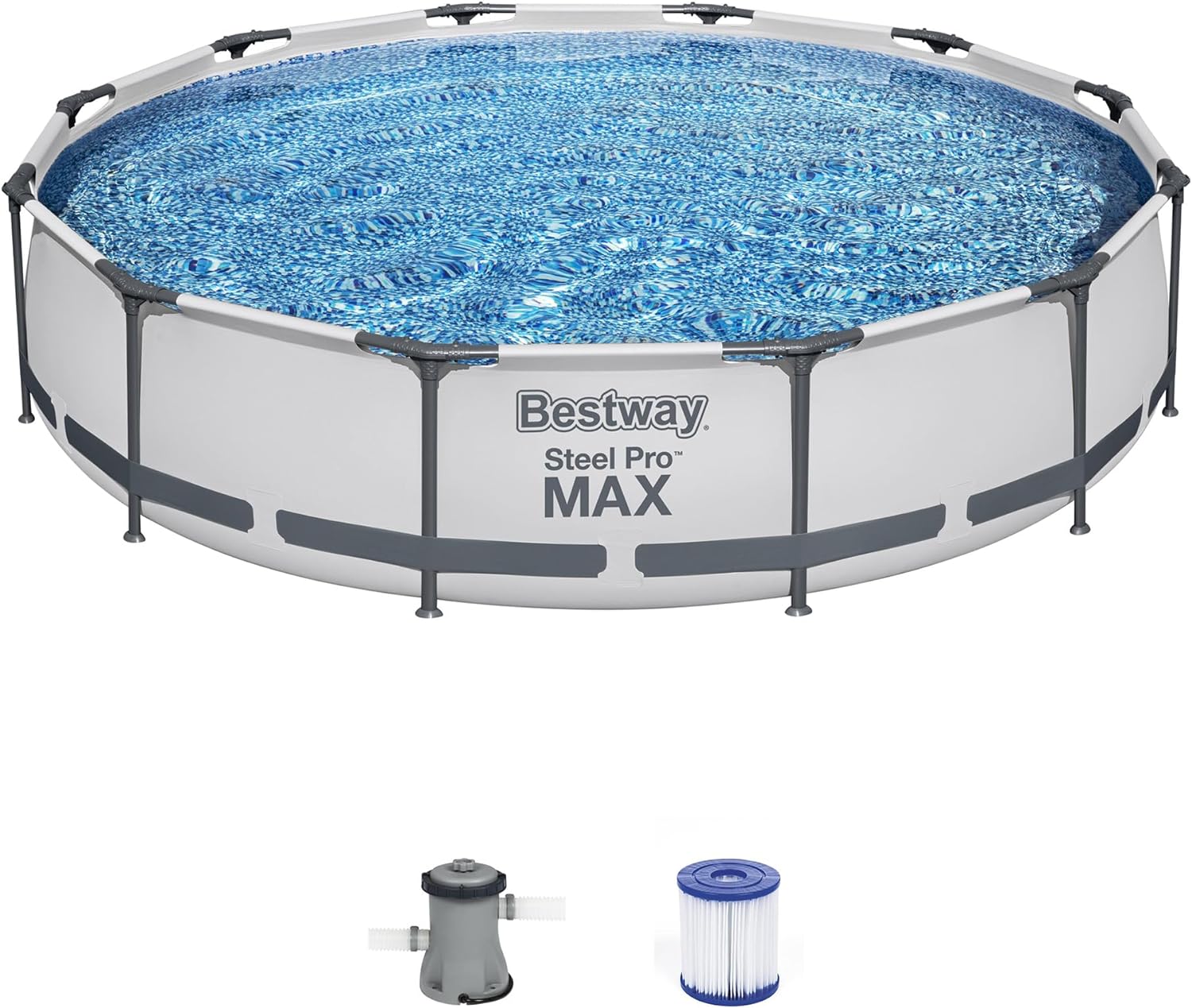 B002ZVOXE6 - Bestway 12' x 30" Steel Pro MAX Round Frame Above