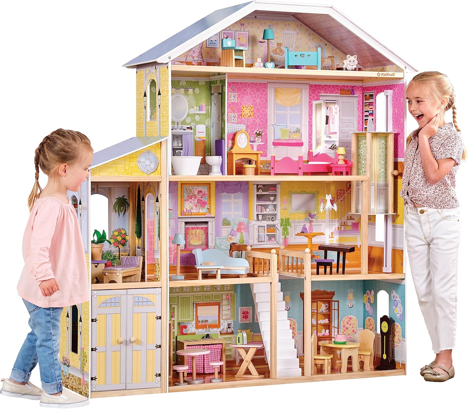 B0042F99PG - KidKraft Majestic Mansion Wooden Dollhouse with 34-Piece Accessories, Working Elevator