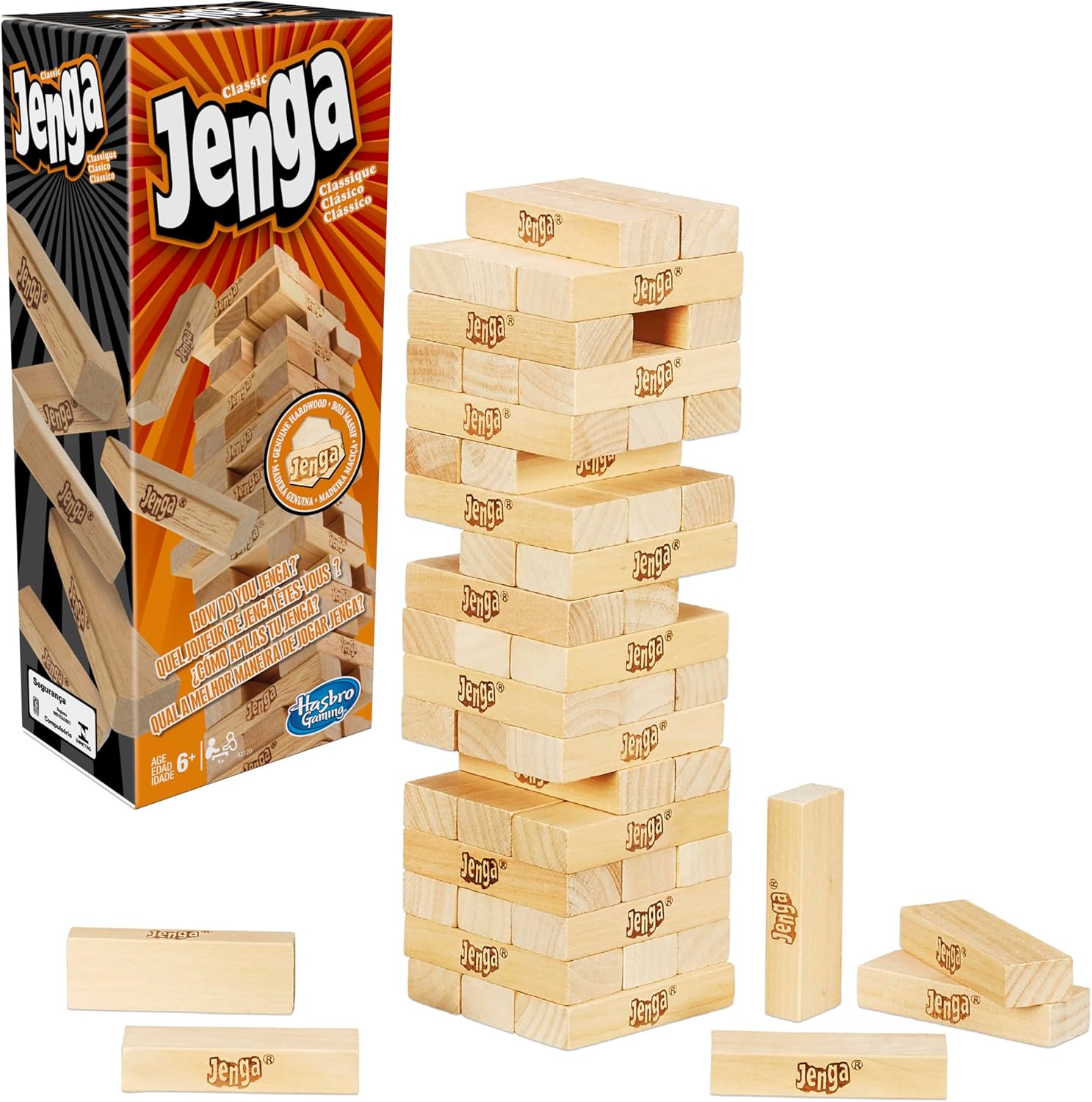 B00ABA0ZOA - Jenga Game | The Original Wood Block Game with Genuine