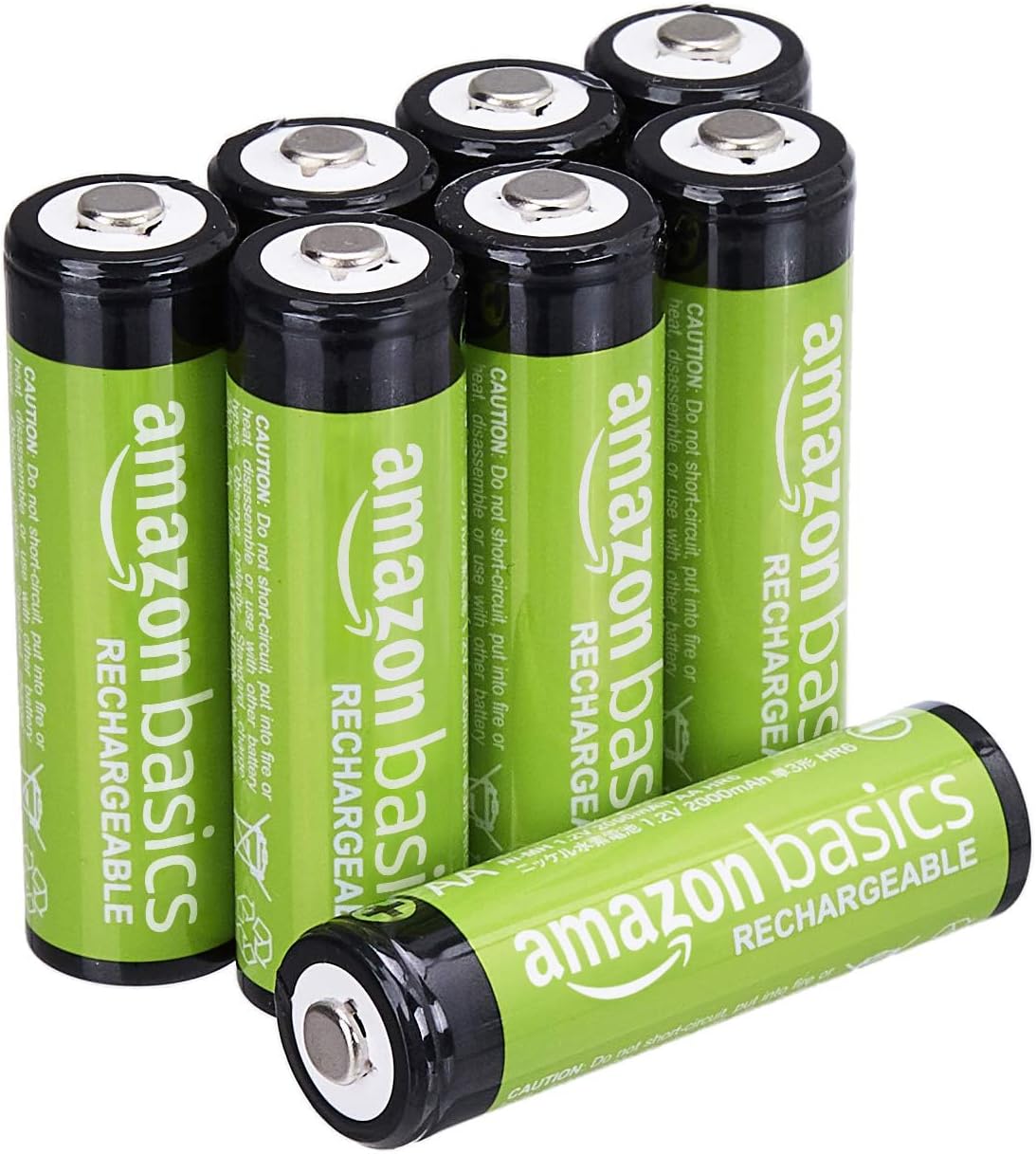 B00CWNMV4G - Amazon Basics Rechargeable AA Batteries, 8-Count, 2000 mAh, NiMH, Recharge