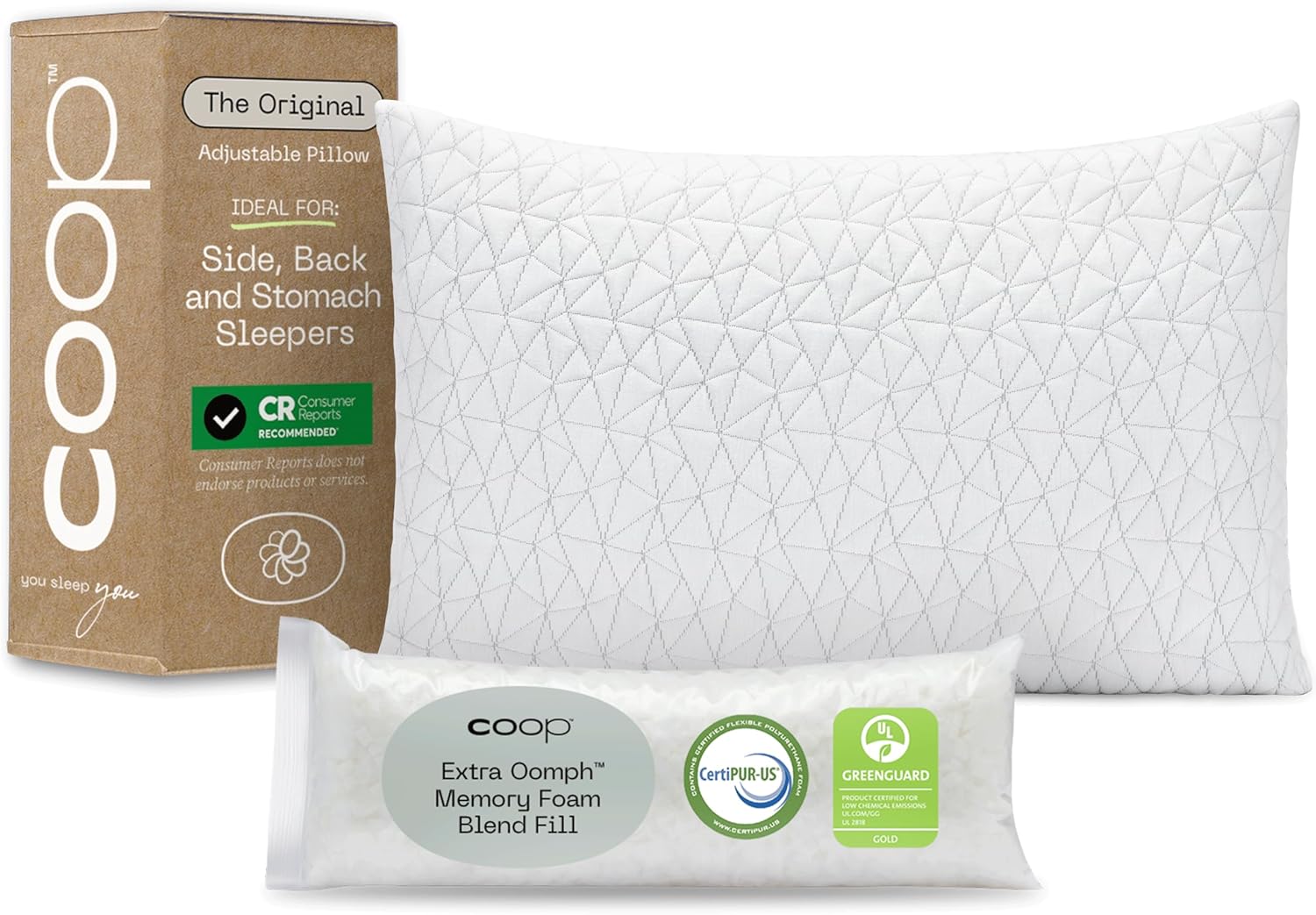 B00EINBSEW - Coop Home Goods Original Adjustable Pillow, Queen Size Bed Pillows