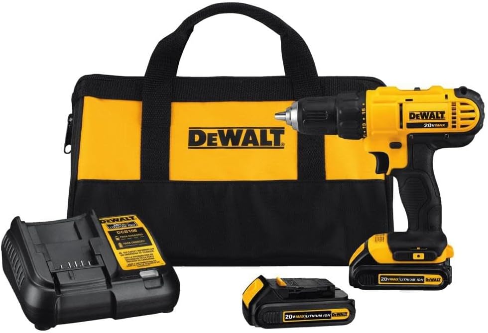 B00ET5VMTU - DEWALT 20V Max Cordless Drill/Driver Kit, 2 Batteries and Charger