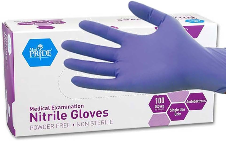 B00GS8W3T4 - MedPride Powder-Free Nitrile Exam Gloves, Iris Blue, Medium, Box/100