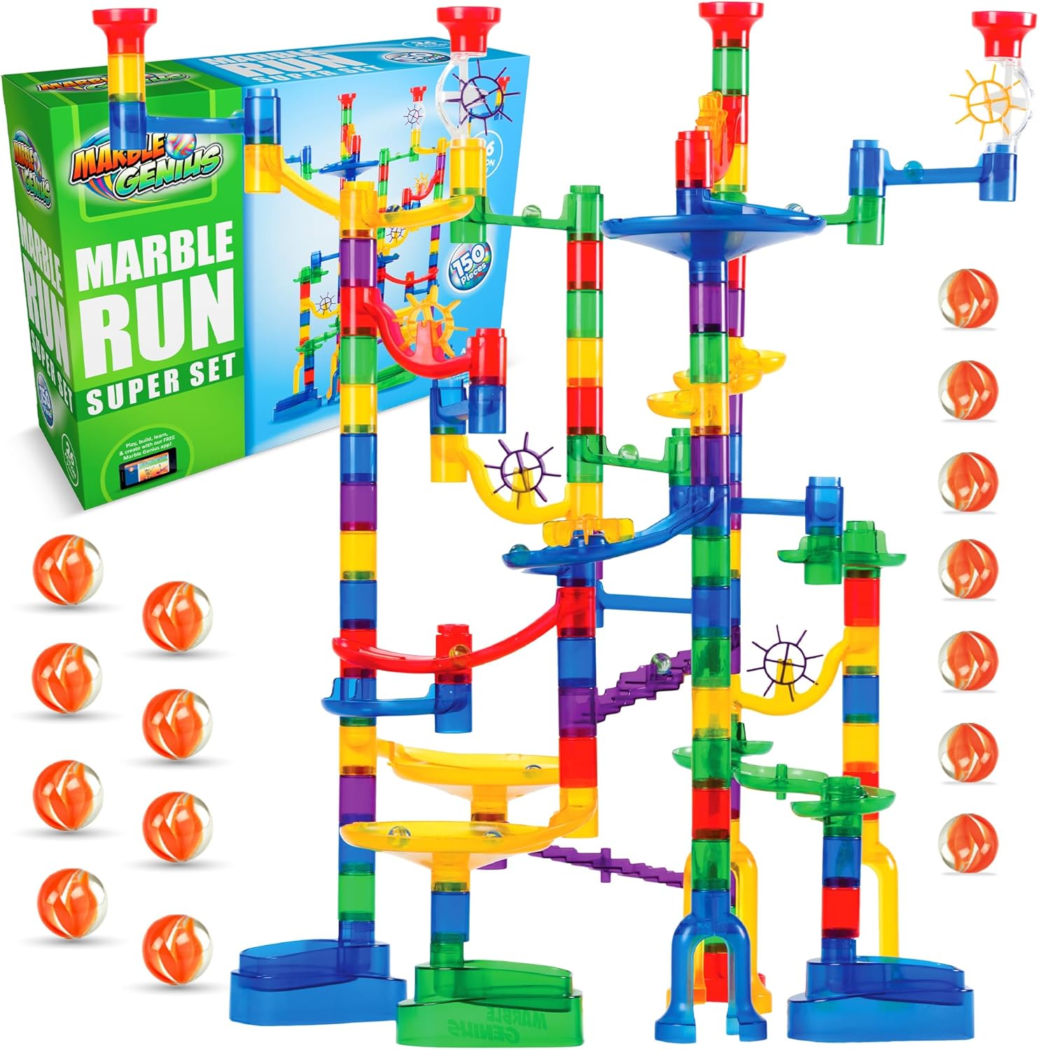 B01BEPHH4Q - Marble Genius Marble Run - 150 Complete Pieces Maze Track