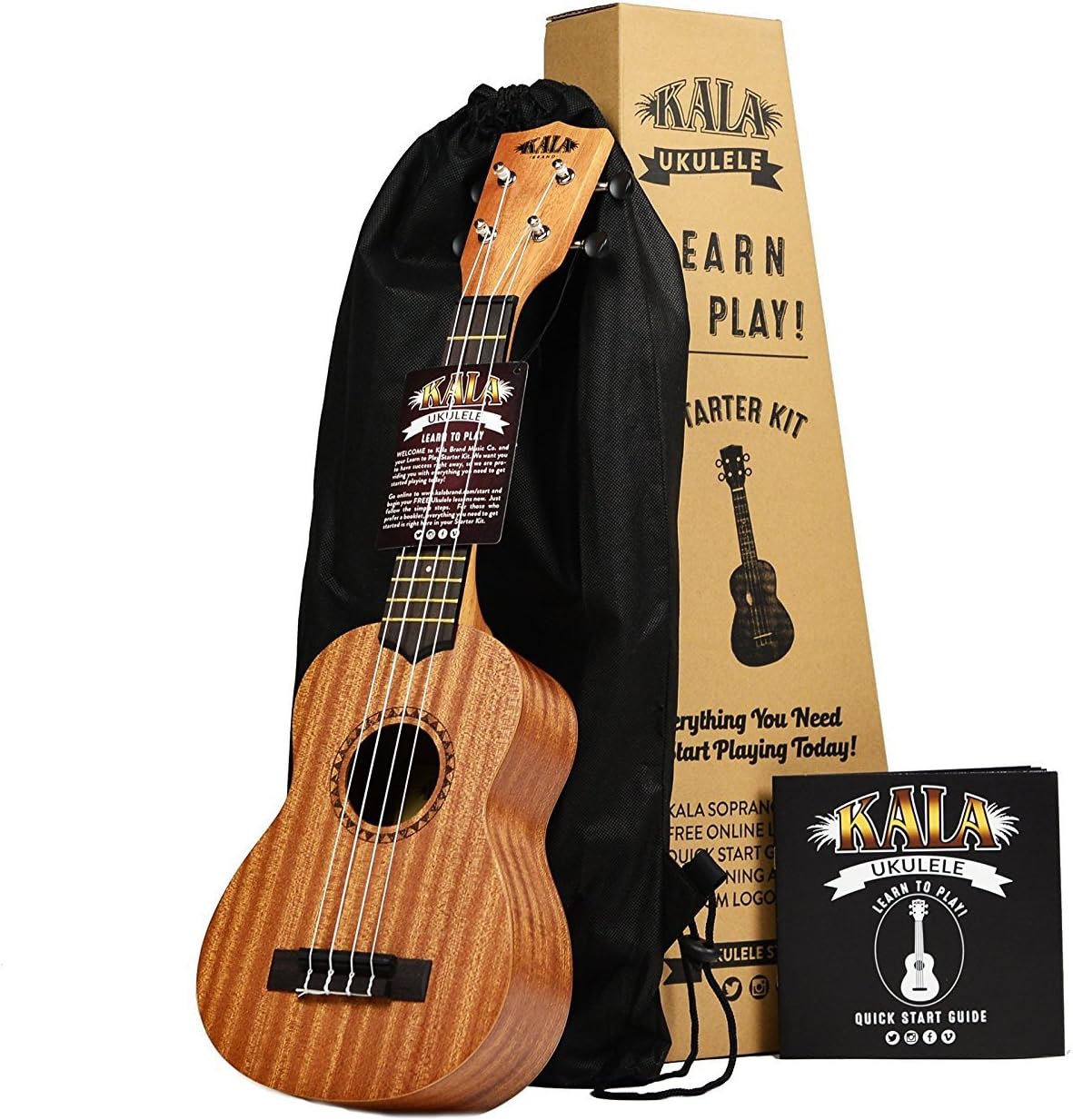 B01F543PAW - Official Kala Learn to Play Ukulele Soprano Starter Kit, Satin