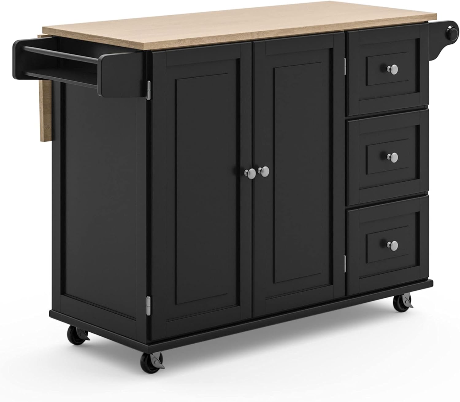 B01FLRV1M2 - Homestyles Dolly Madison Black Mobile Kitchen Island Cart with Wood