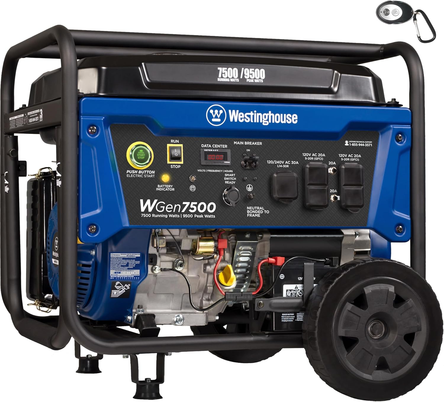 B01N80F68E - Westinghouse 9500 Peak Watt Home Backup Portable Generator, Remote Electric