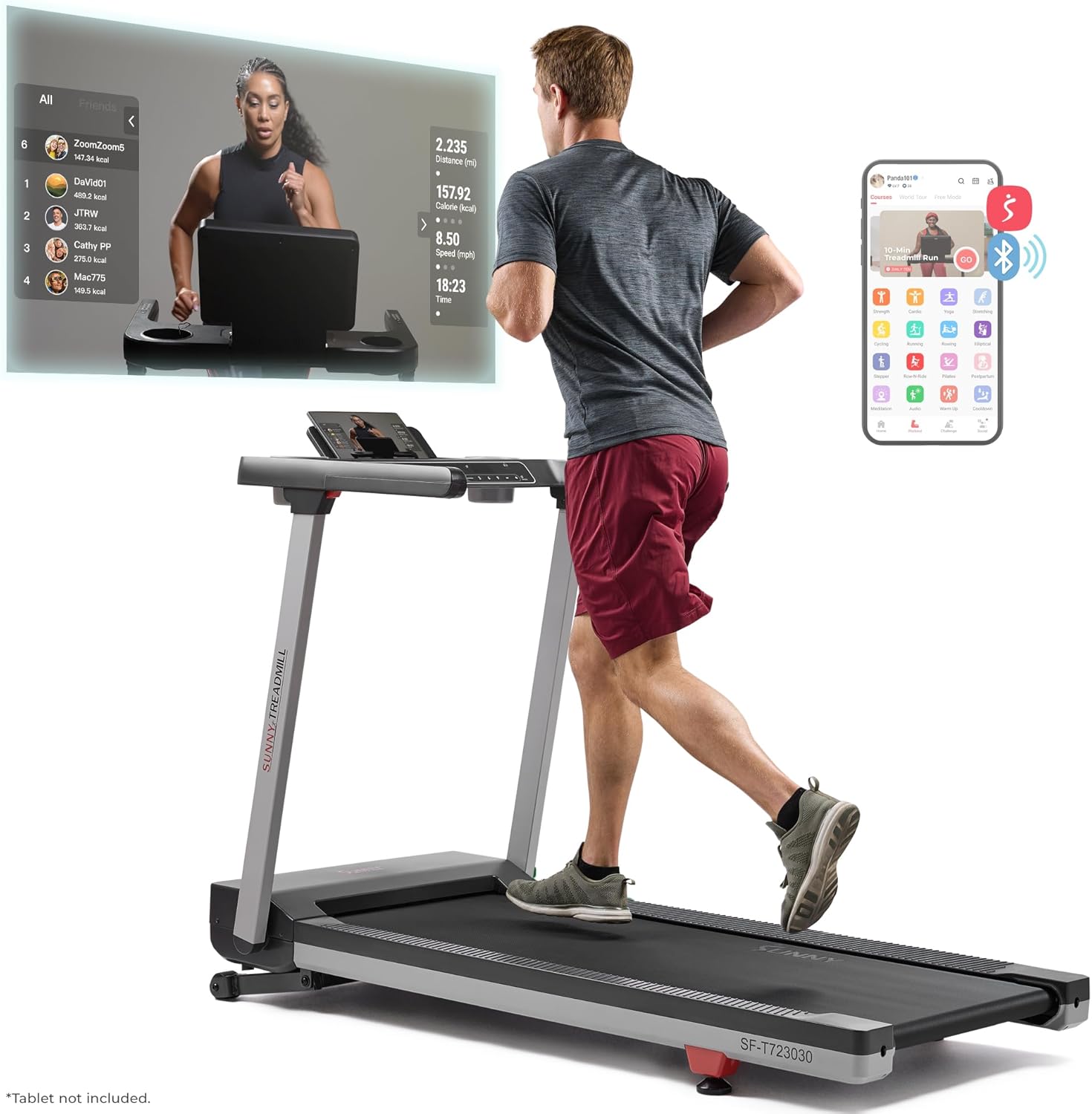 B01NCUO4E9 - Sunny Health & Fitness Premium Foldable Treadmill for Home, Running