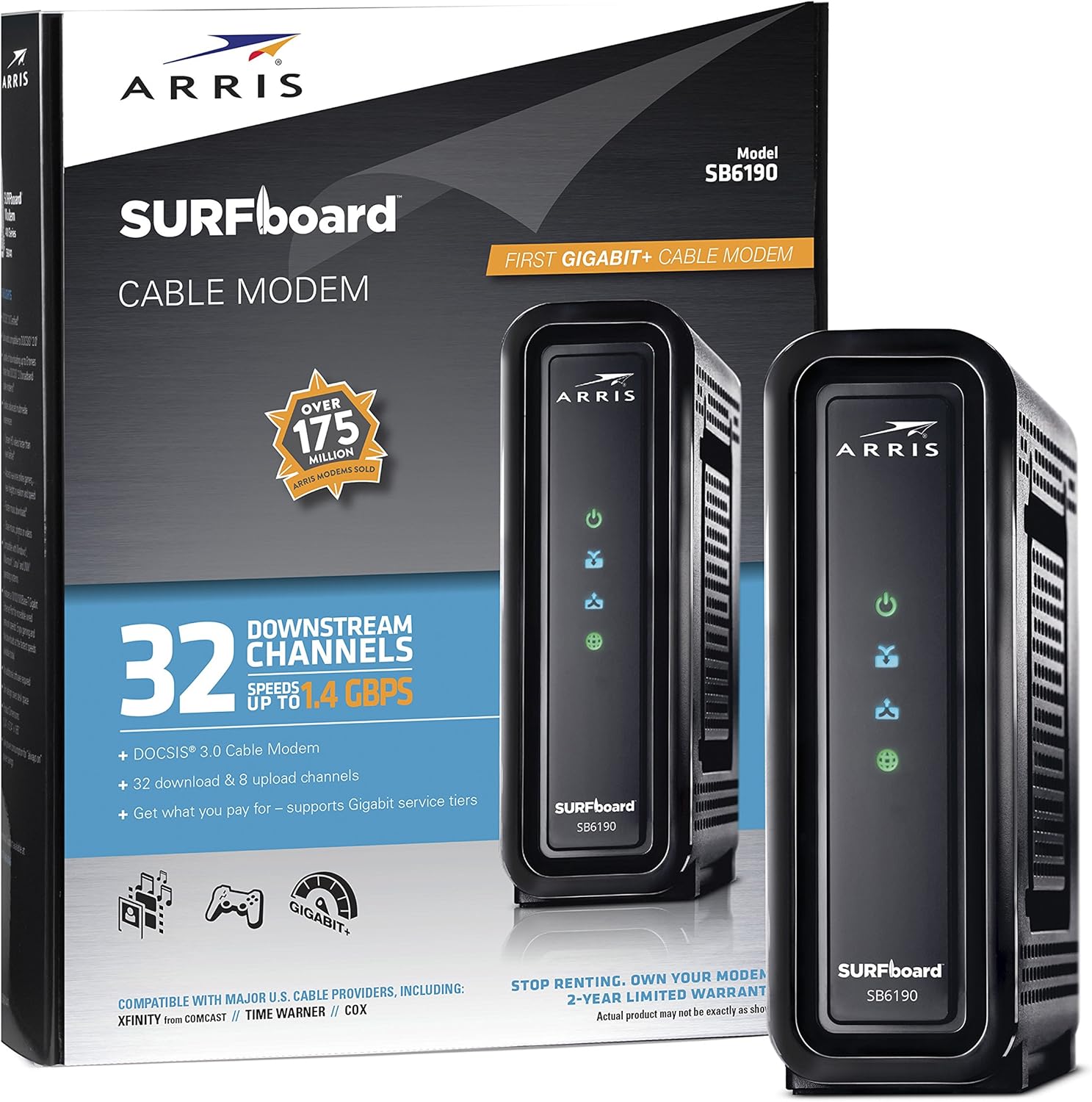 B06ZZGXJKM - ARRIS (SB6190) - Cable Modem - Fast DOCSIS 3.0 32x8