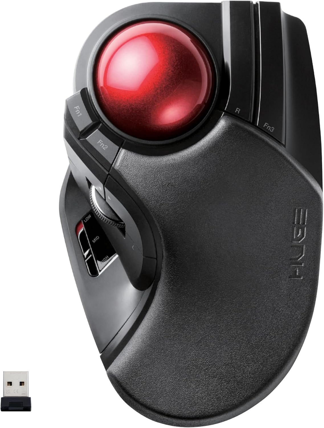 B0735584RM - ELECOM HUGE Trackball, 2.4GHz Wireless USB, Index Finger Control, Customizable