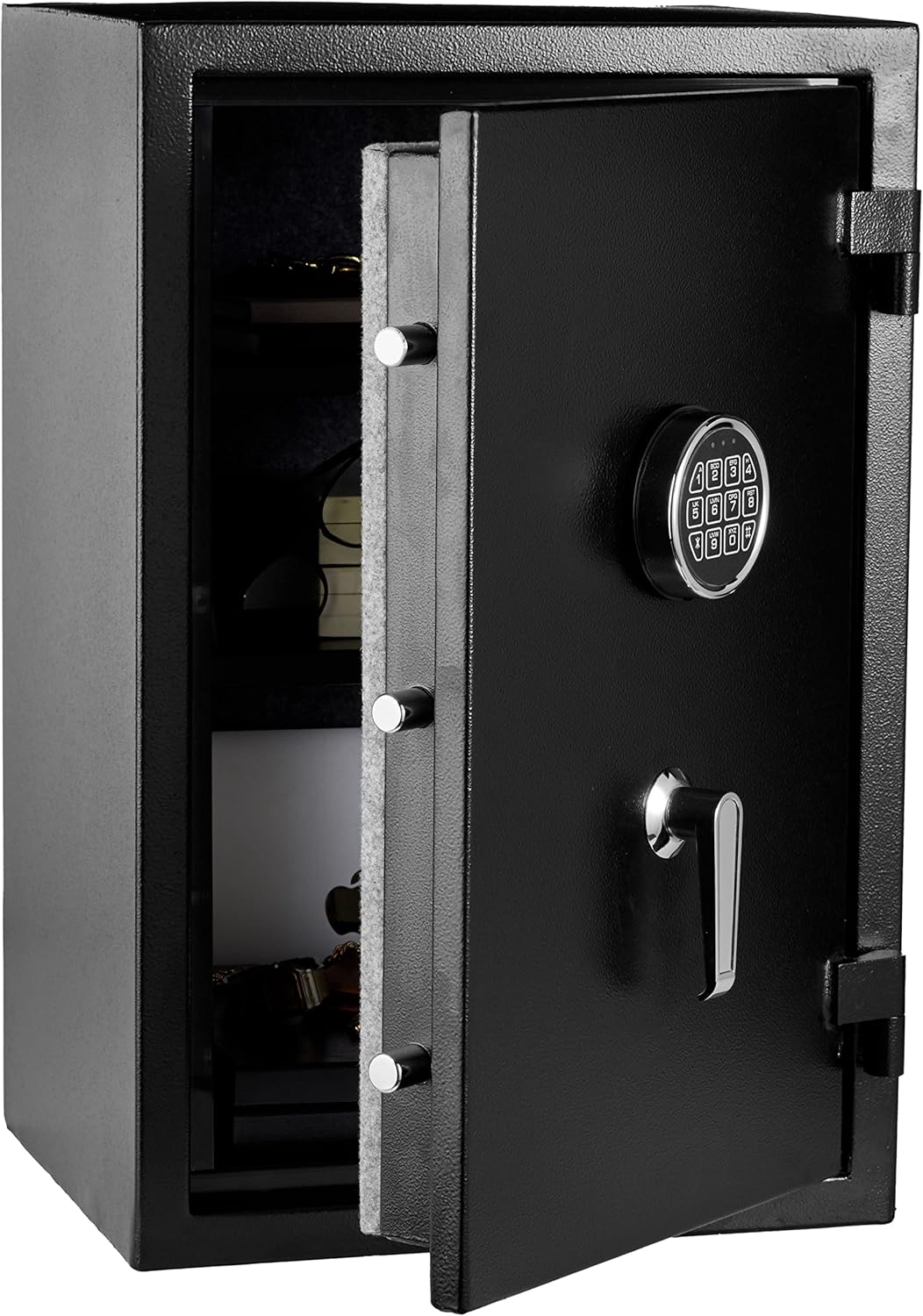 B074KHWNJZ - Amazon Basics Fire Resistant Security Safe with Programmable Electronic Keypad,