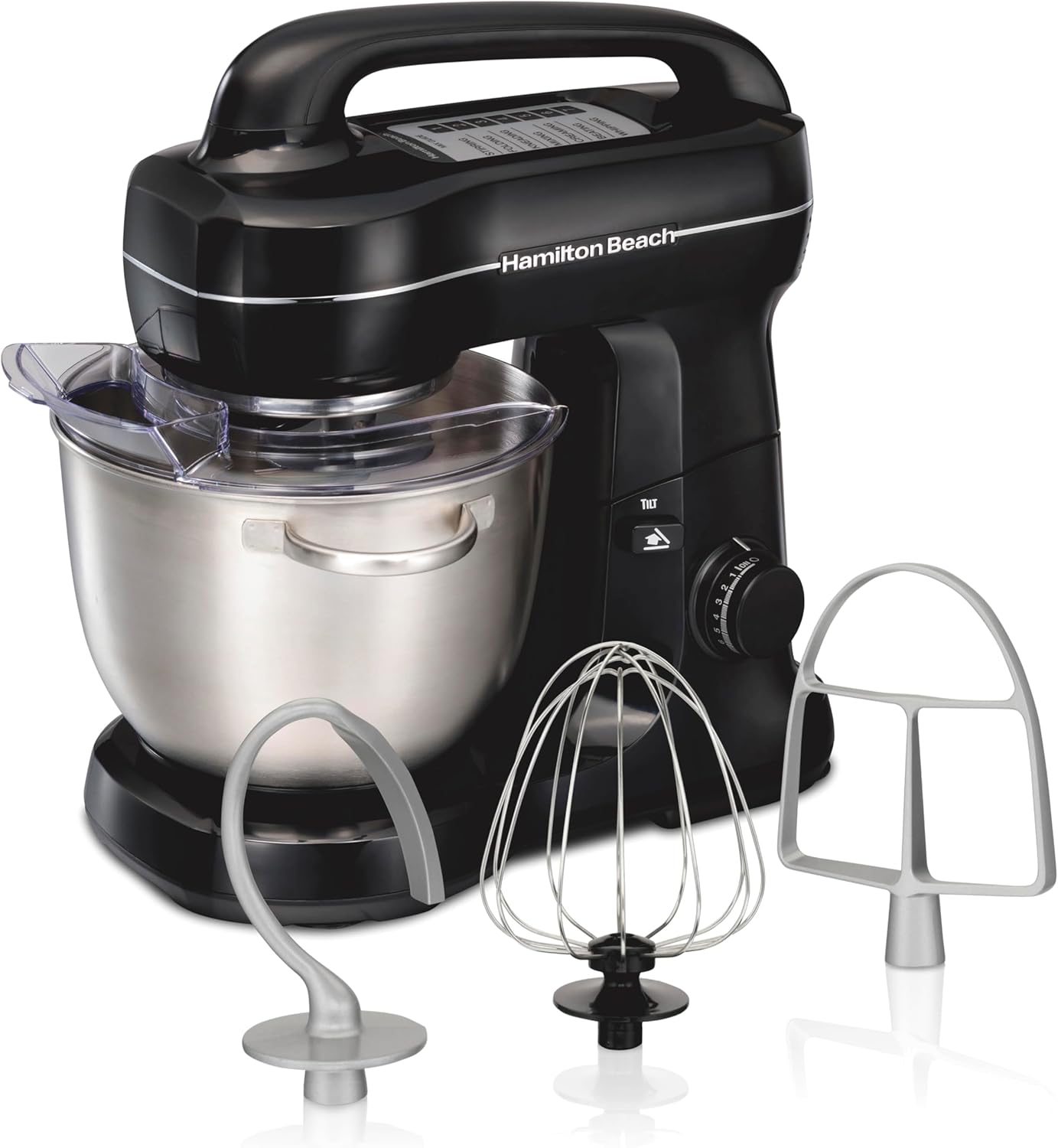 B0758BQPY8 - Hamilton Beach Electric Stand Mixer, 4 Quarts, Dough Hook, Flat