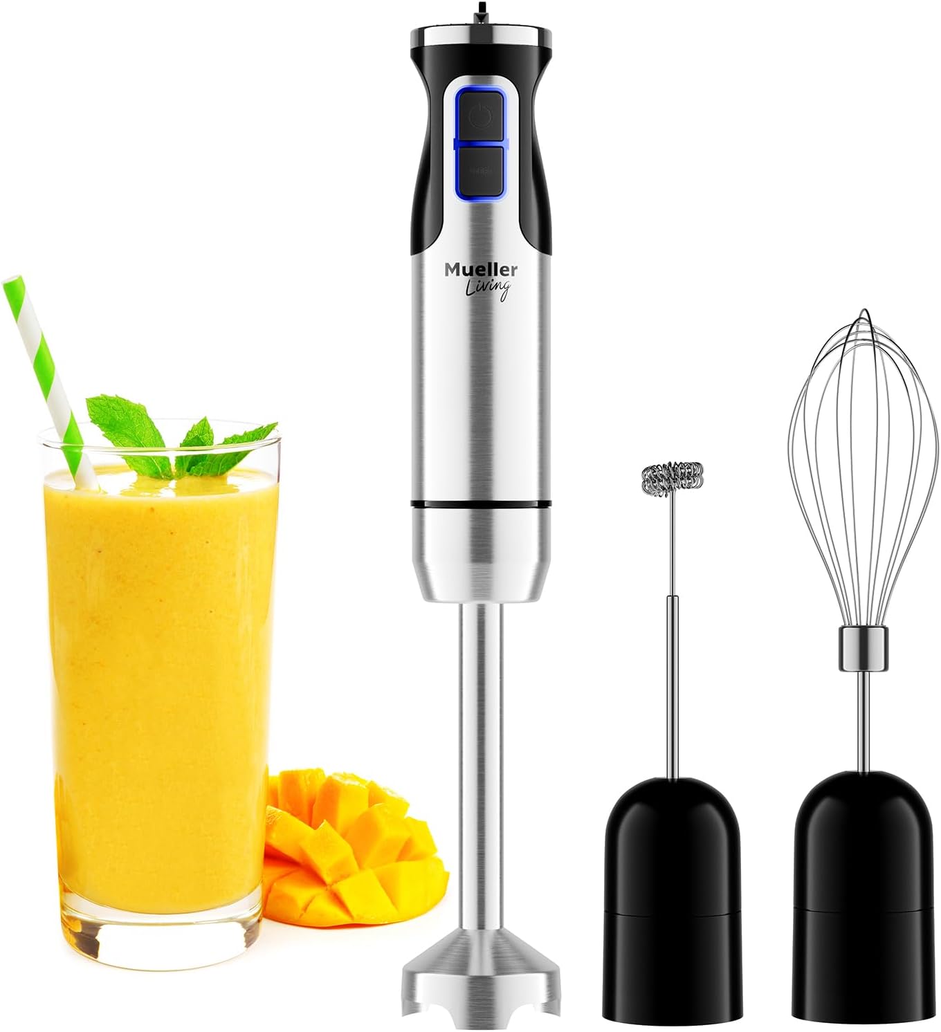 B075X1KPLZ - Mueller Immersion Blender Handheld - 8 Speed Stainless Steel Electric