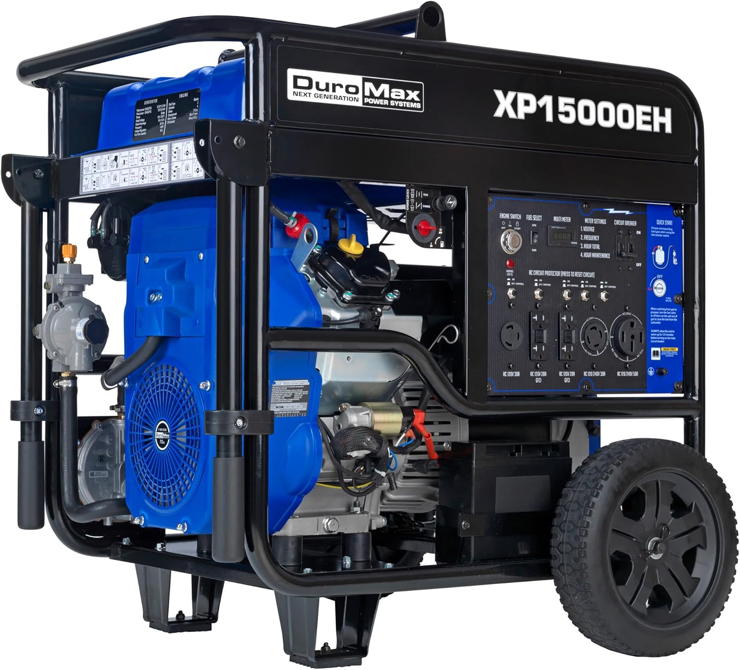 B07735JWNQ - DuroMax XP15000EH Dual Fuel Portable Generator-15000 Watt Gas or Propane