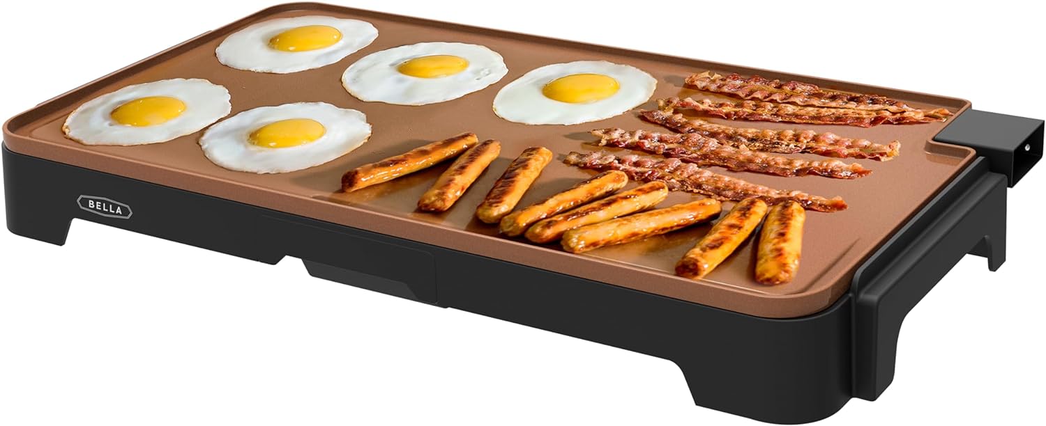 B0779PK6SH - BELLA XL Electric Ceramic Titanium Griddle, Make 15 Eggs At
