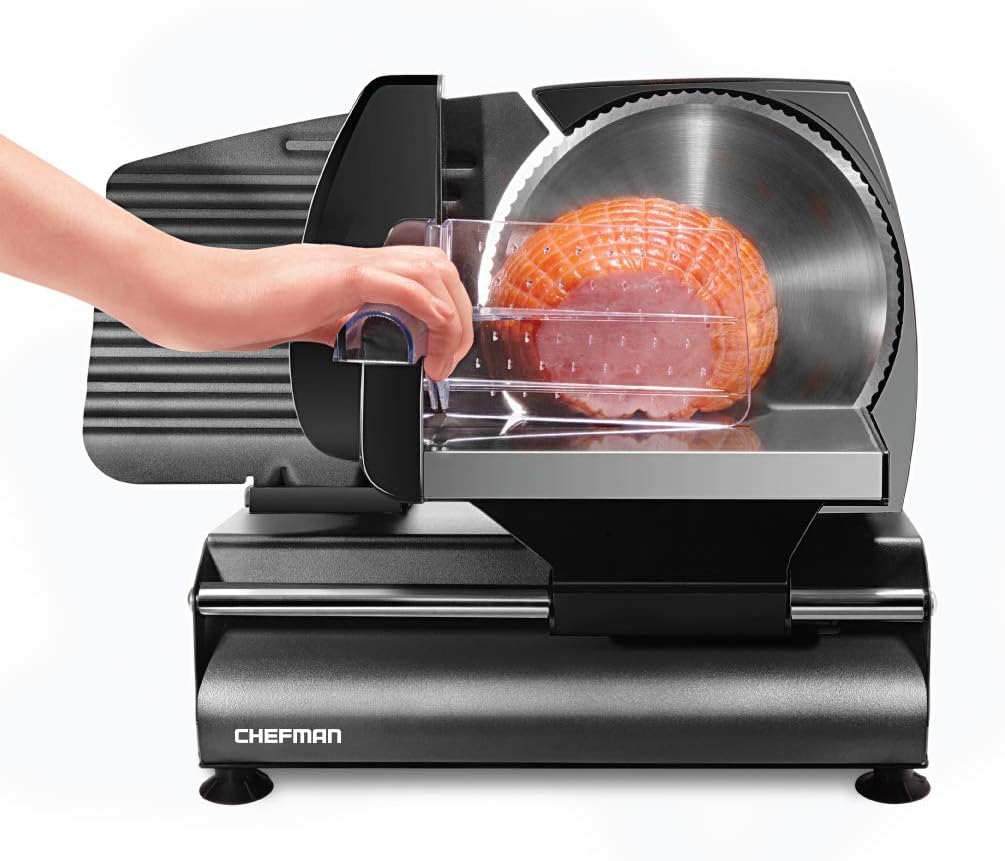 B07CT5TVTX - Chefman Electric Deli Slicer With Adjustable Slices, Stainless Steel Blades,