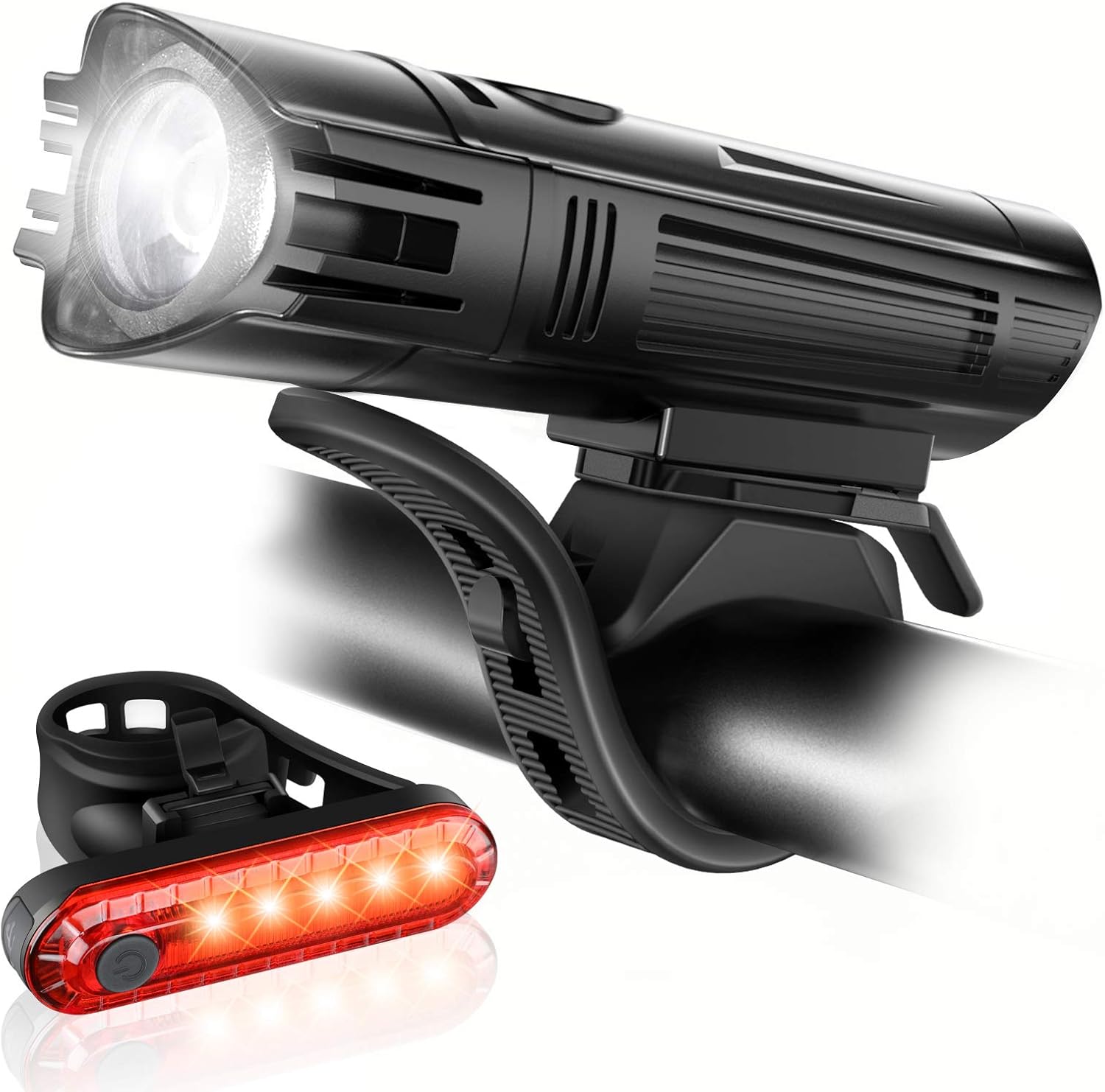 B07FC9NRRR - Ascher Ultra Bright USB Rechargeable Bike Light Set, Powerful Bicycle