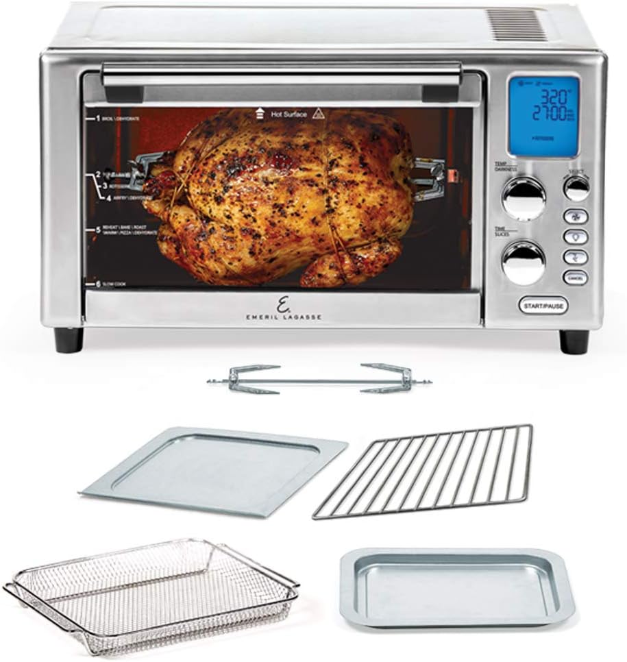 B07NLHMYH4 - Emeril Lagasse Everyday 360 Stainless Steel Air Fryer, 360° Quick