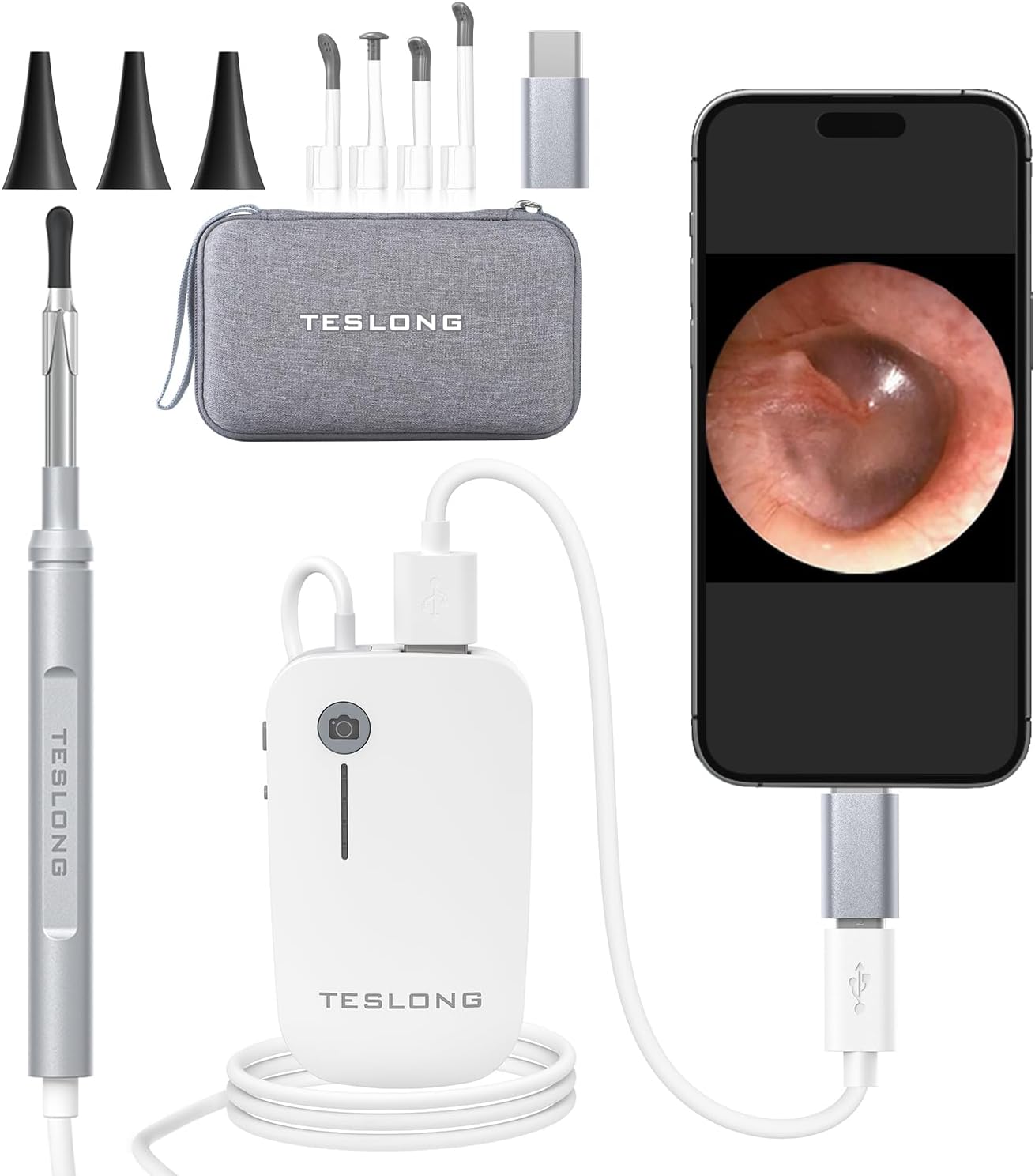 B07PHLG4C2 - Teslong Digital Otoscope, 1080p HD Ear Camera with Ear Wax