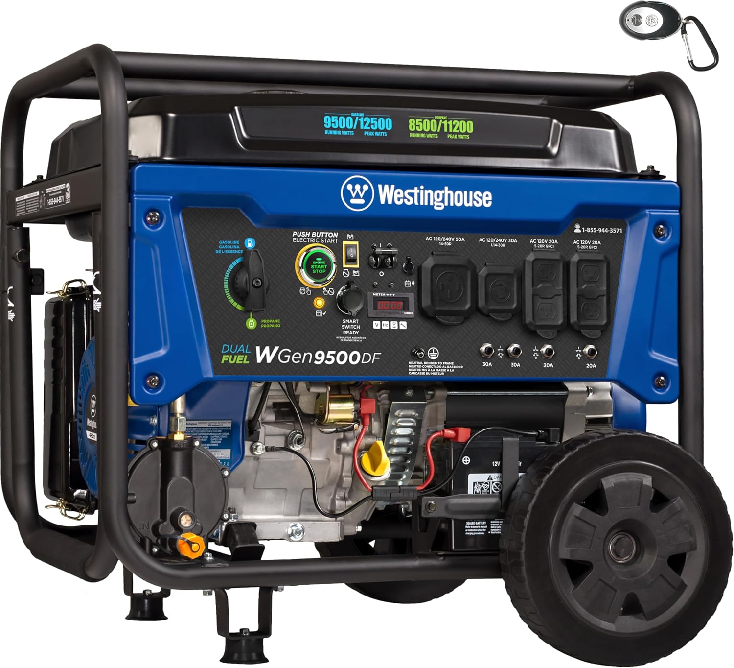 B07Q1DLKBG - Westinghouse 12500 Watt Dual Fuel Home Backup Portable Generator, Remote