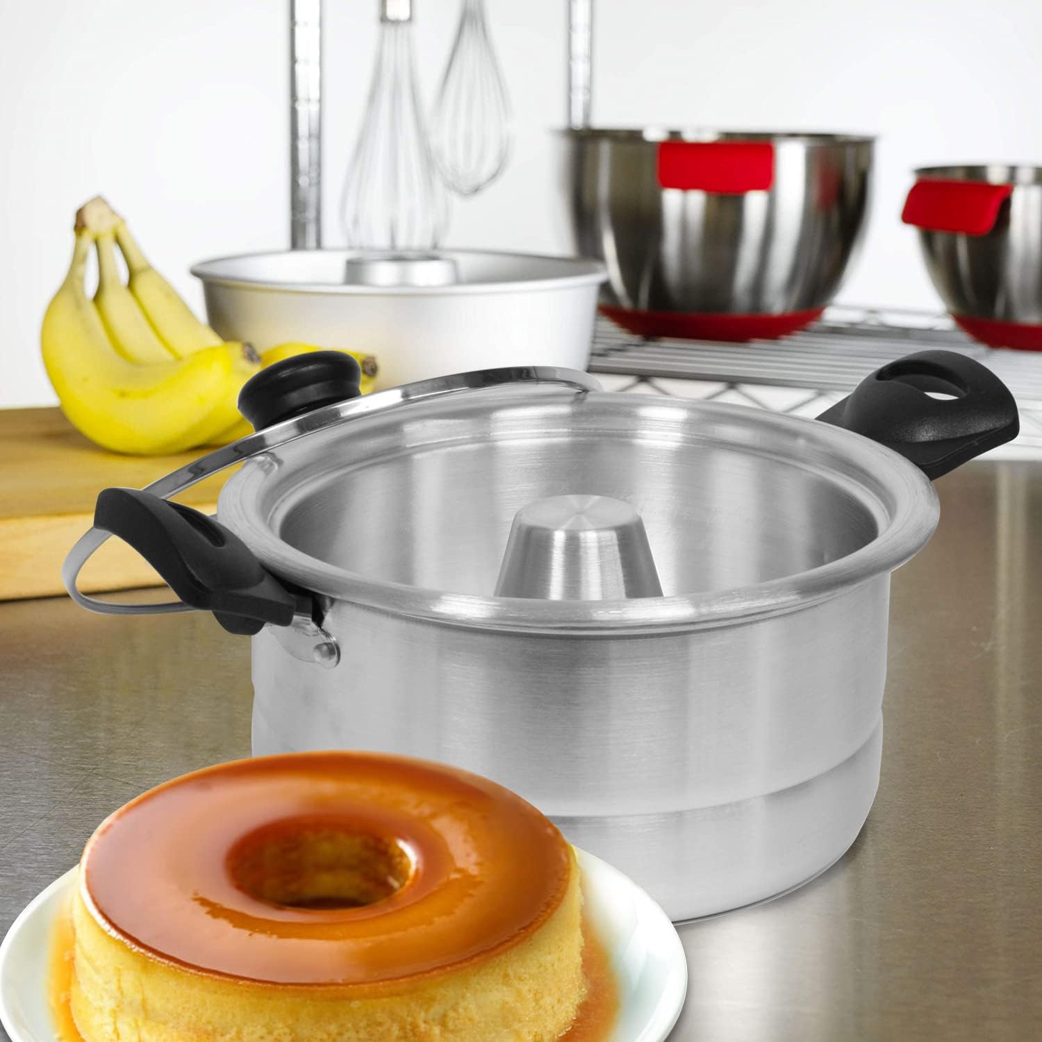 B07Z8CHLQ8 - Bene Casa - Aluminum Flan Mold Double Boiler with Glass
