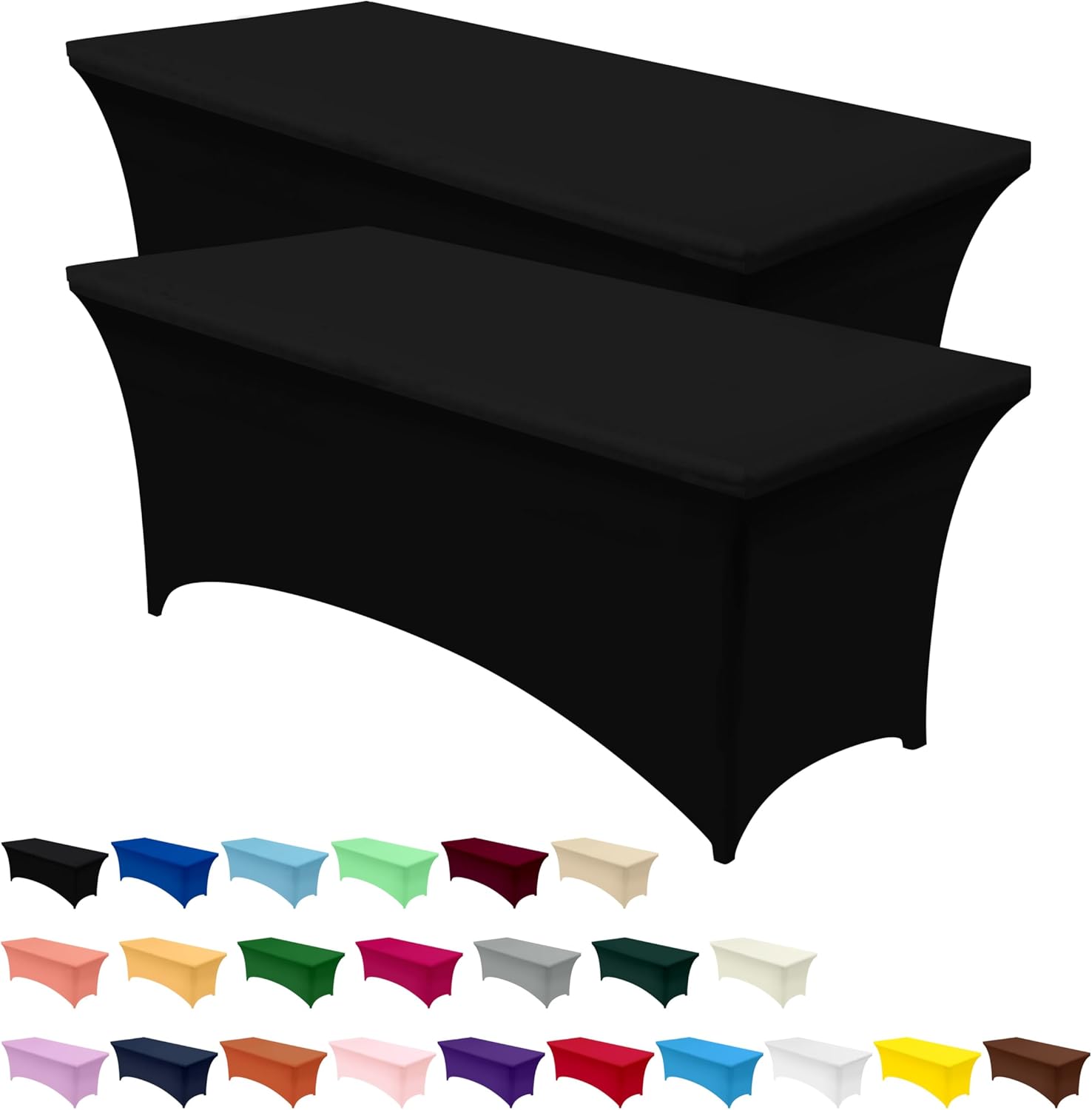 B081GQ8MHG - Utopia Kitchen 6FT Spandex Tablecloth [Black - 2 Pack] Fitted