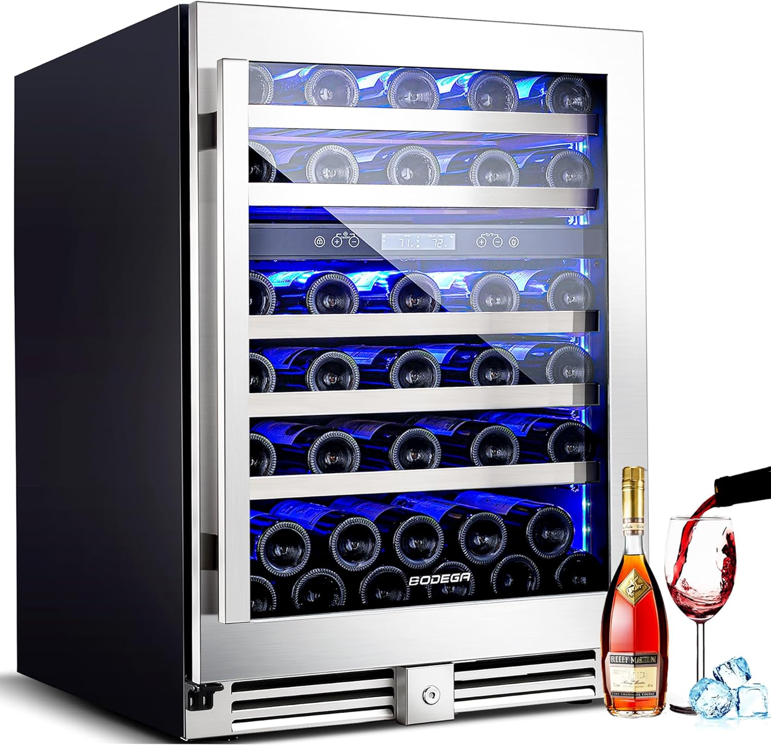 B087CTW6S8 - BODEGA 24 Inch Wine Cooler,56 Bottle Wine Refrigerator Dual Zone,