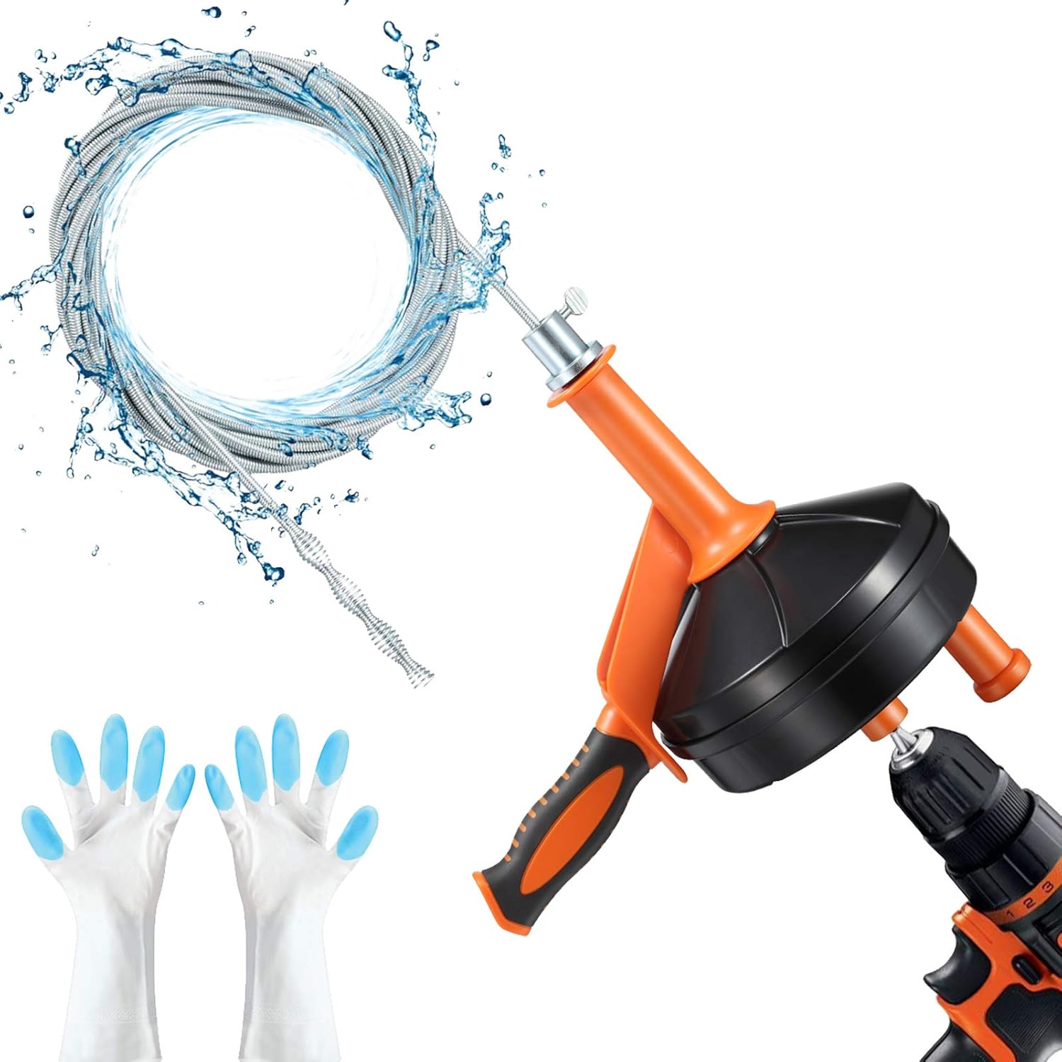 B088FVNC2F - Drain Auger, Clog Remover with Drill Adapter, 25 Feet Flexible
