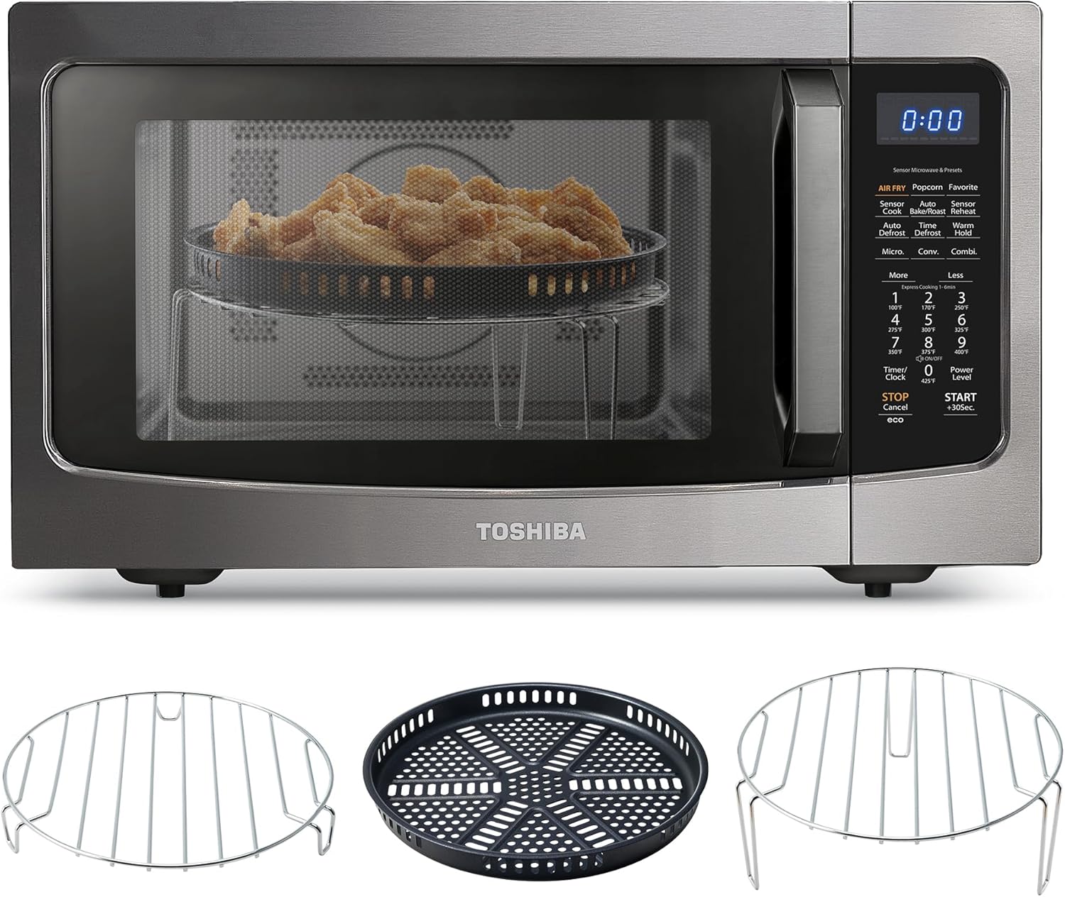 B089WBK1S8 - Toshiba Air Fryer Combo 4-in-1 Countertop Microwave Oven, Smart Sensor,