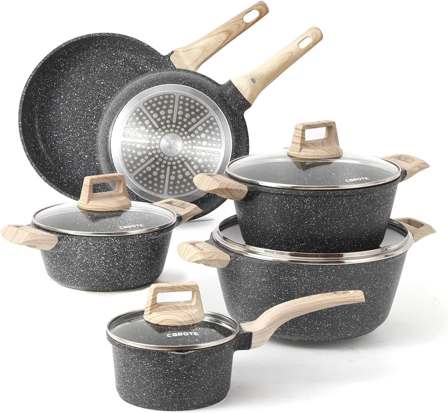 B08D3HVKTH - Carote Nonstick Granite Cookware Sets 8 Pcs Stone Cookware Set,non