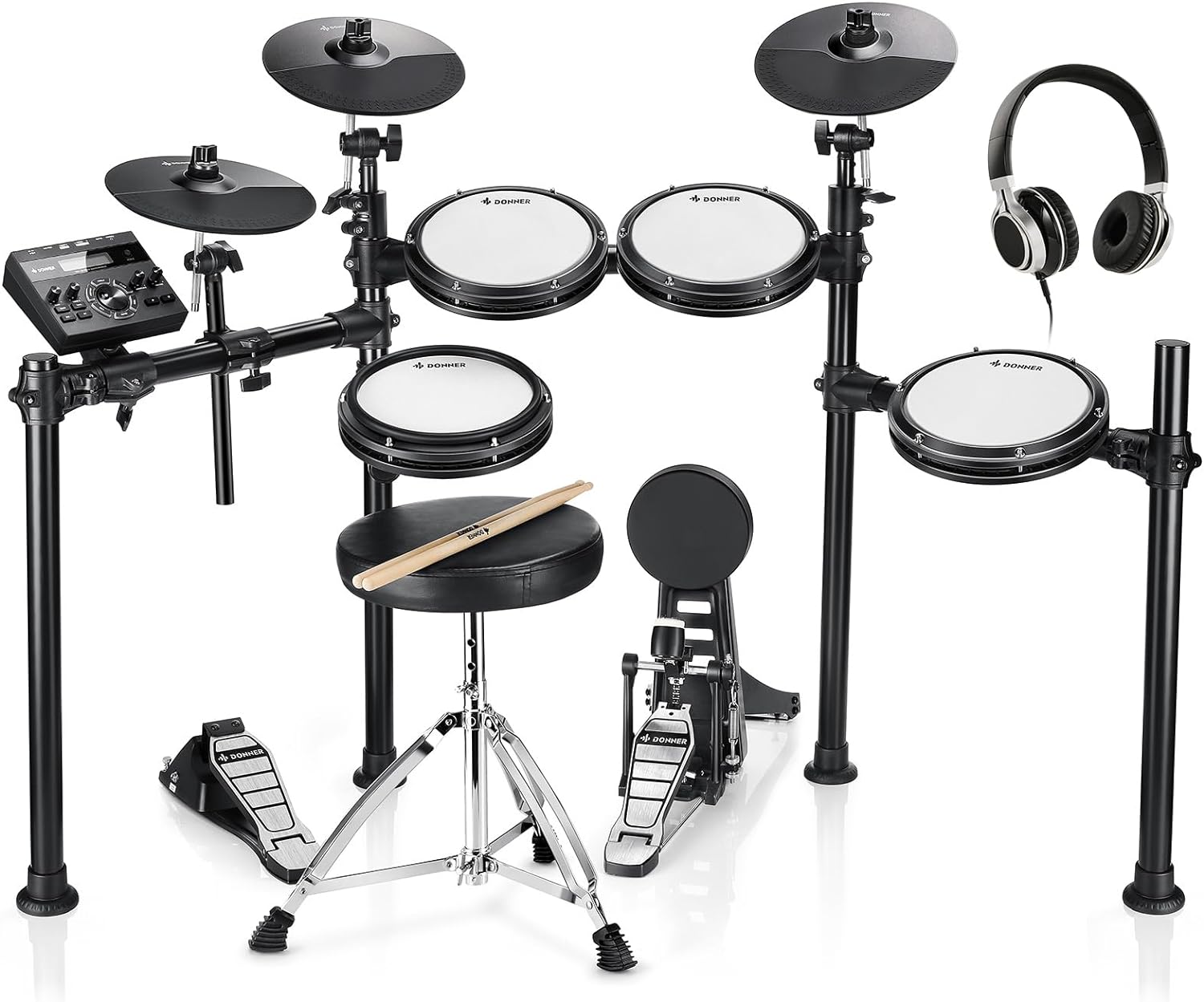 B08DKHYLLV - Donner DED-200 Electric Drum Sets with Quiet Mesh Drum Pads,
