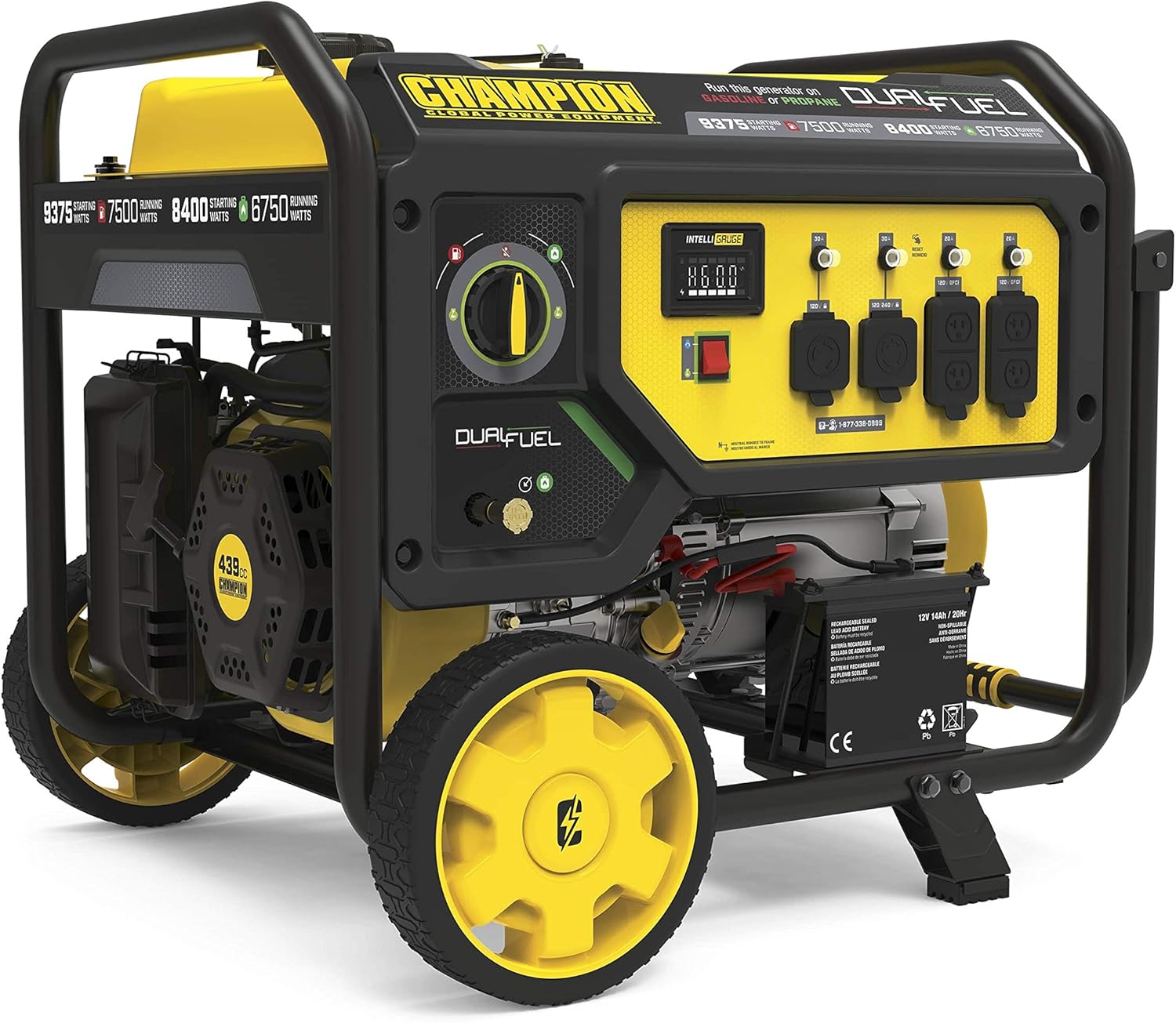 B08HG9VVRZ - Champion Power Equipment 9375-Watt Dual Fuel Portable Generator, Electric Start