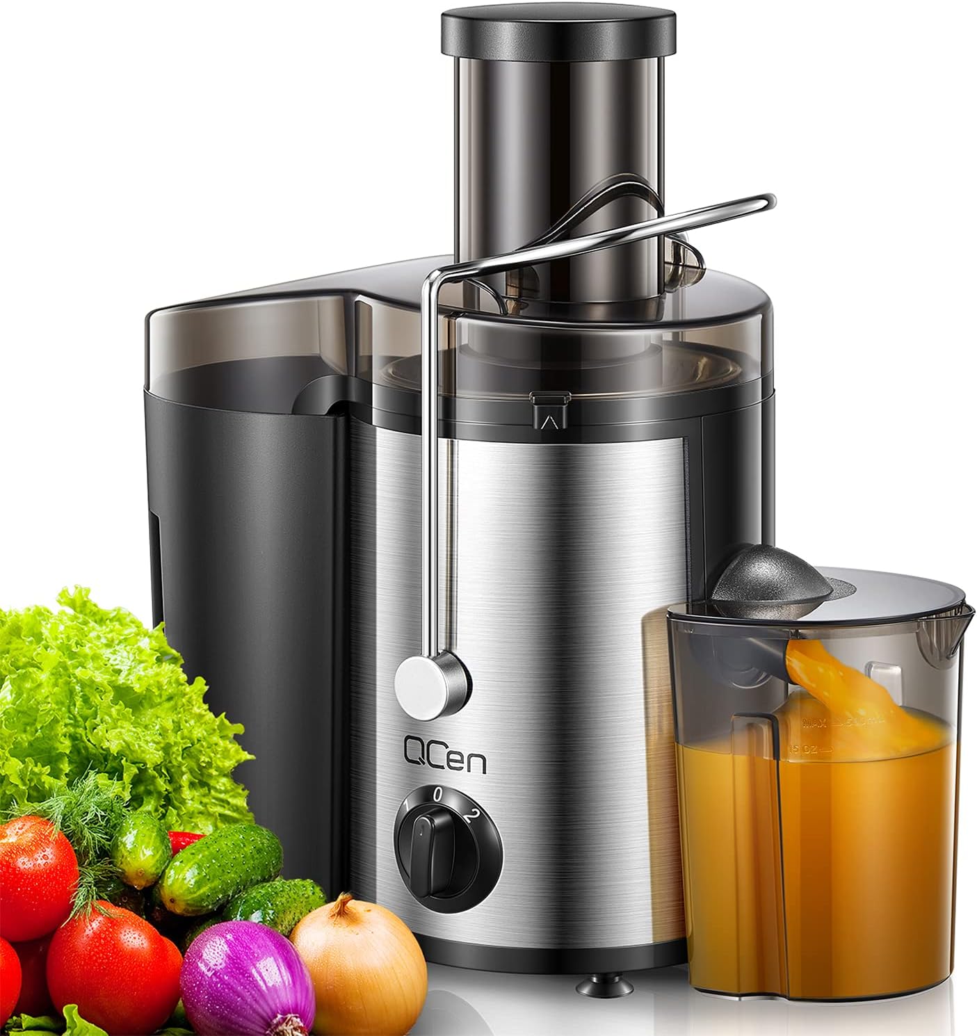 B08HM1CRDW - Qcen Juicer Machine, 500W Centrifugal Juicer Extractor with Wide Mouth