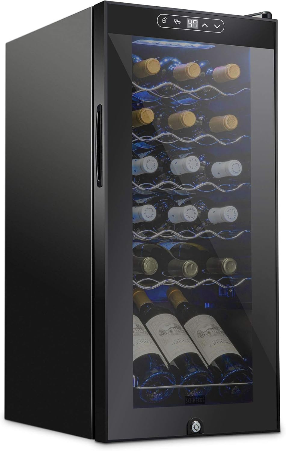 B08HM8YGGV - SCHMECKE 18 Bottle Compressor Wine Cooler Refrigerator w/Lock - Large