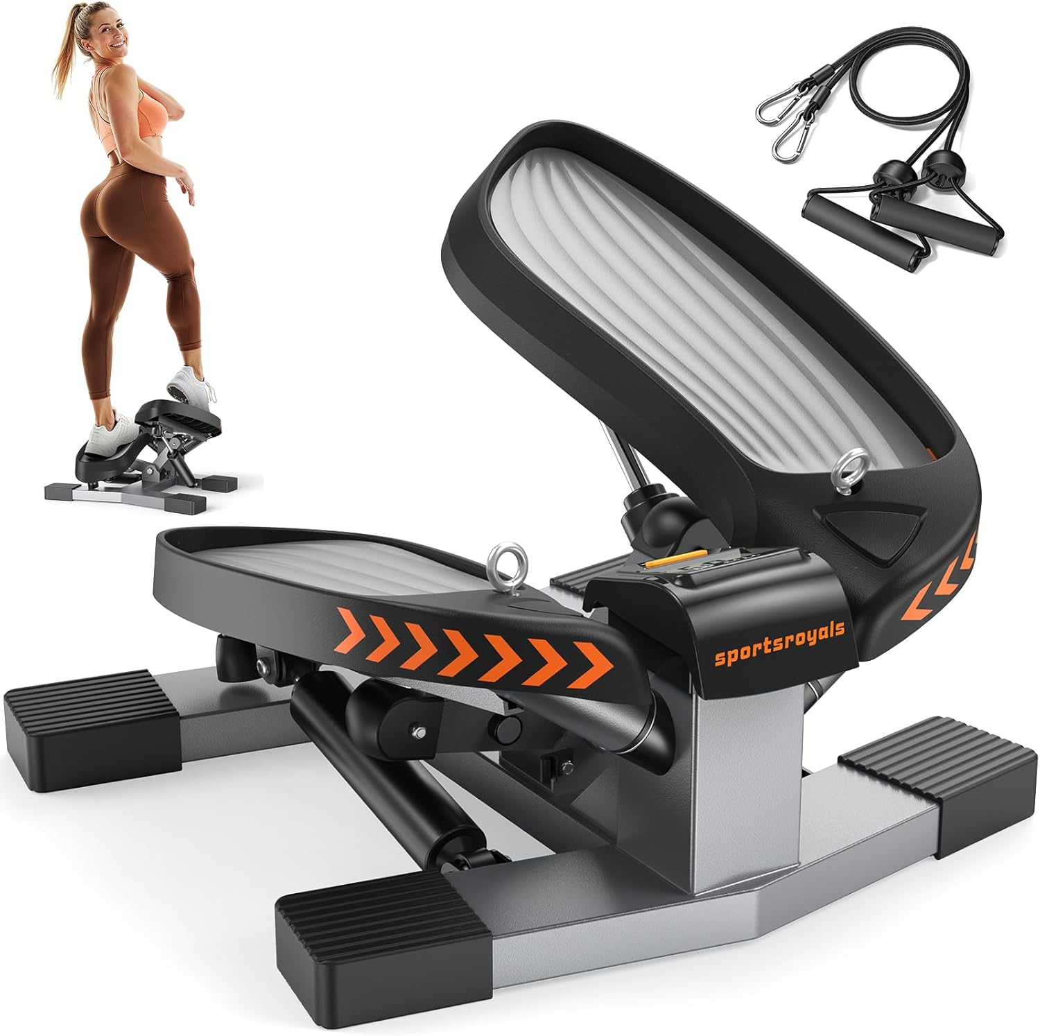 B08J43PKRG - Sportsroyals Stair Stepper for Exercises-Twist/Mini Stepper with Resistance Bands and