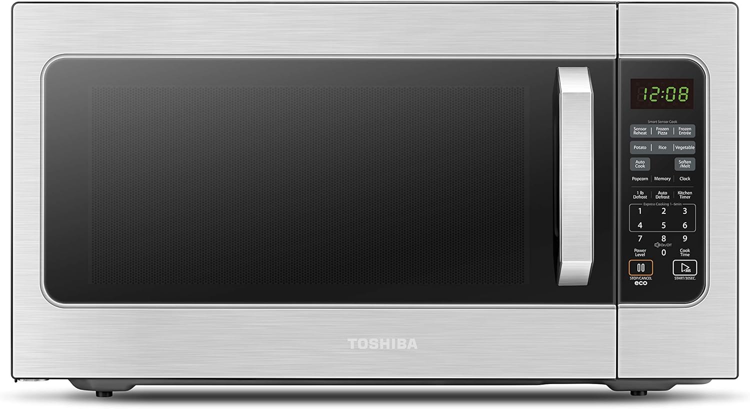 B08PK7WZC1 - Toshiba ML-EM62P(SS) Large Countertop Microwave with Smart Sensor, 6 Menus,