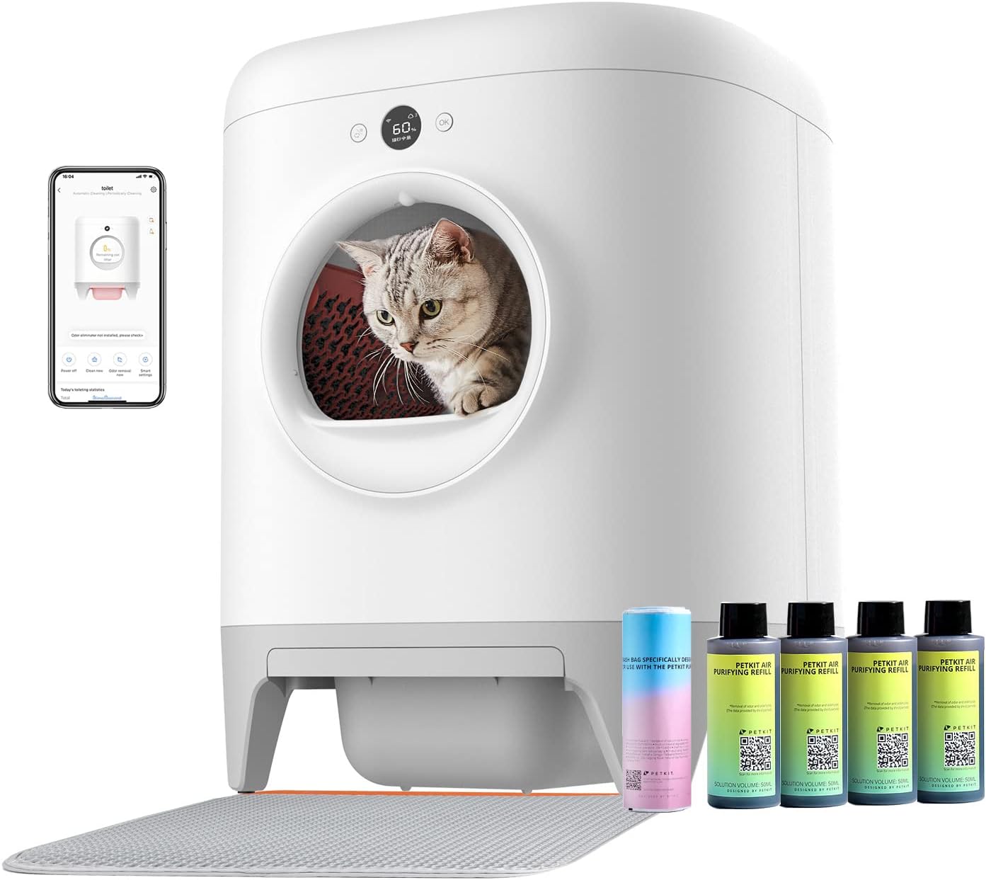 B08T9CCP1M - PETKIT PuraX Self-Cleaning Litter Box, Scooping Free and Automatic for