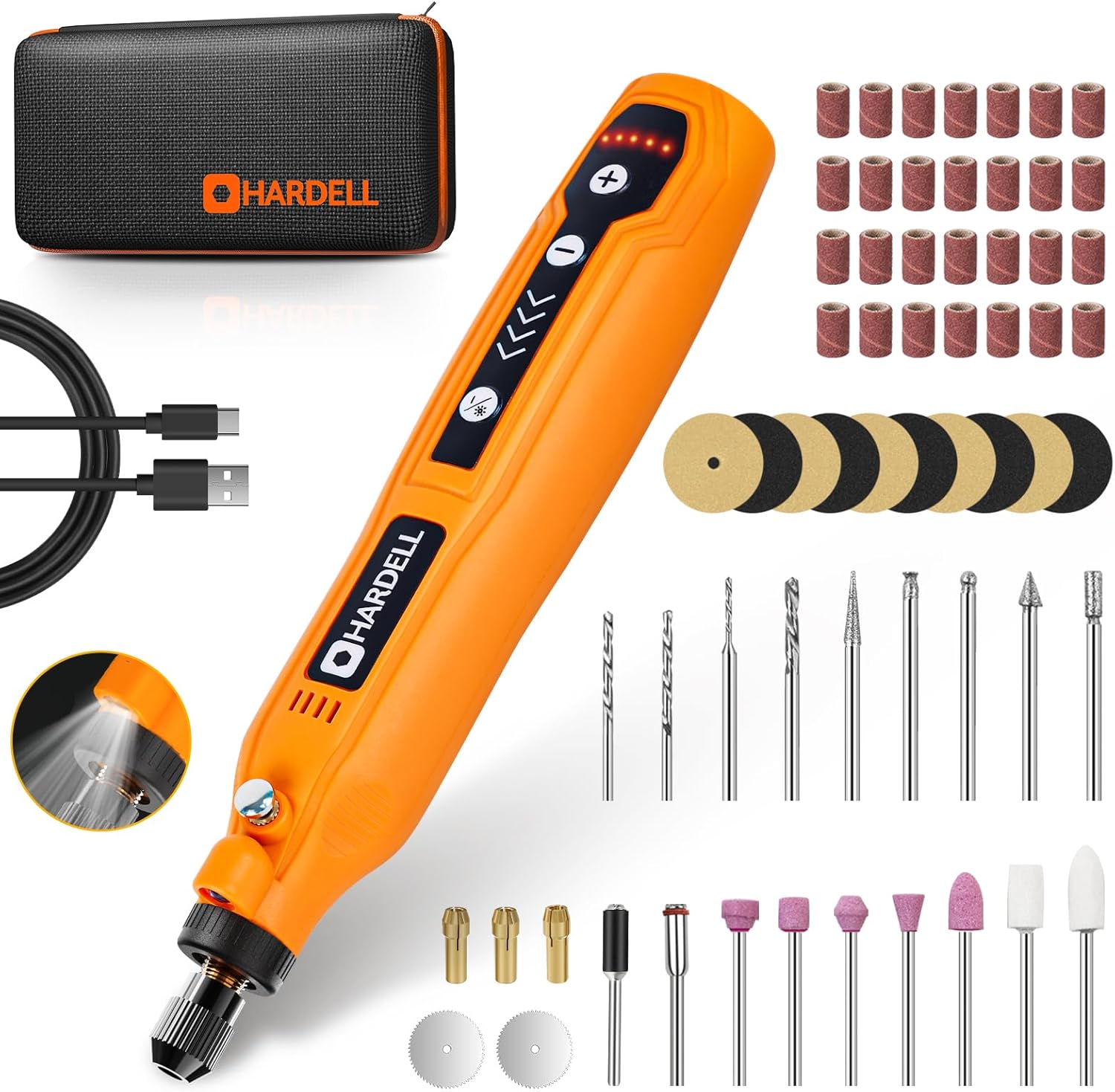B08VHYX96W - HARDELL Mini Cordless Rotary Tool, 5-Speed and USB Charging Rotary