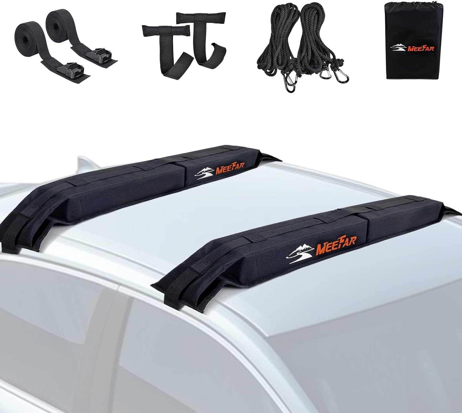 B0963SZPJW - MeeFar Universal Car Soft Roof Rack Pads Luggage Carrier System