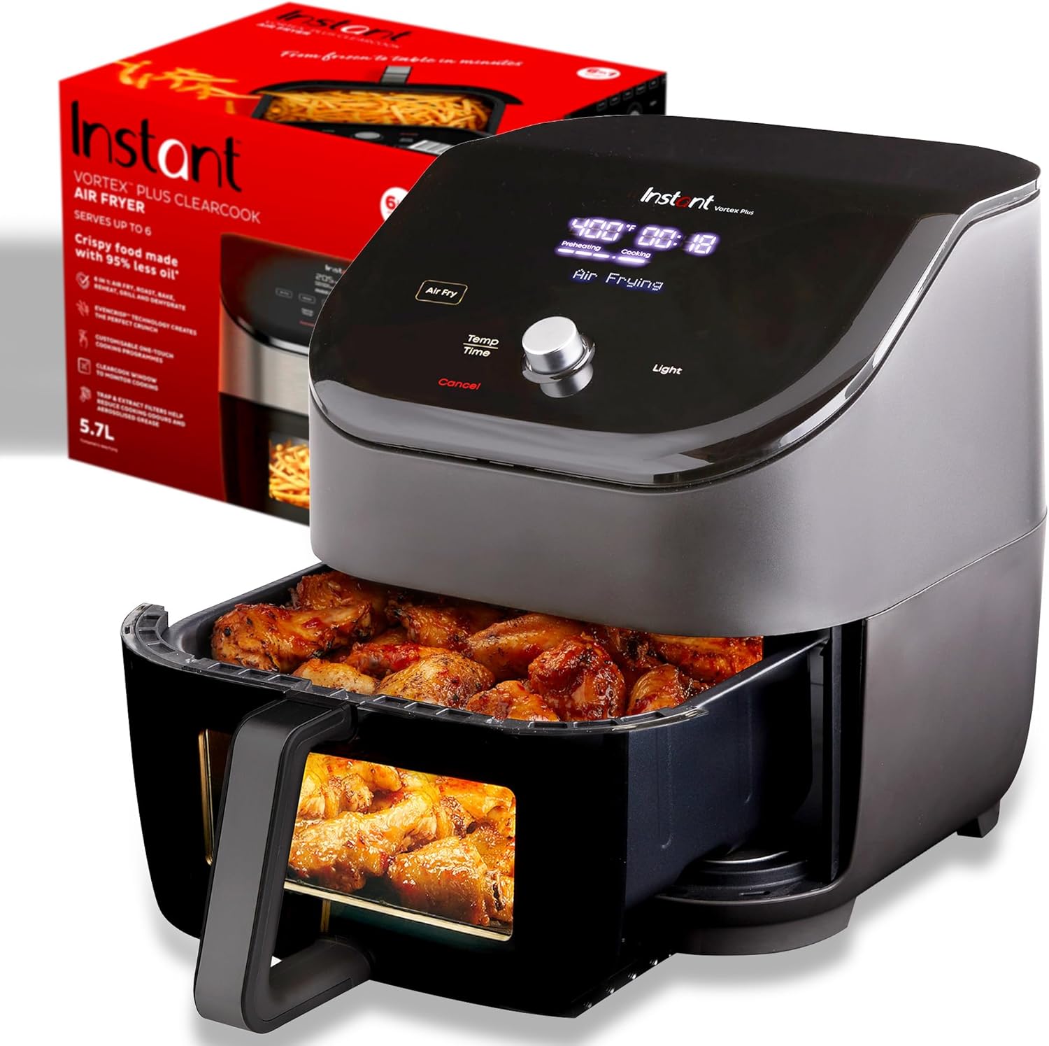 B096N3FTZP - Instant Pot Vortex Plus 6QT ClearCook Air Fryer, Clear Windows,