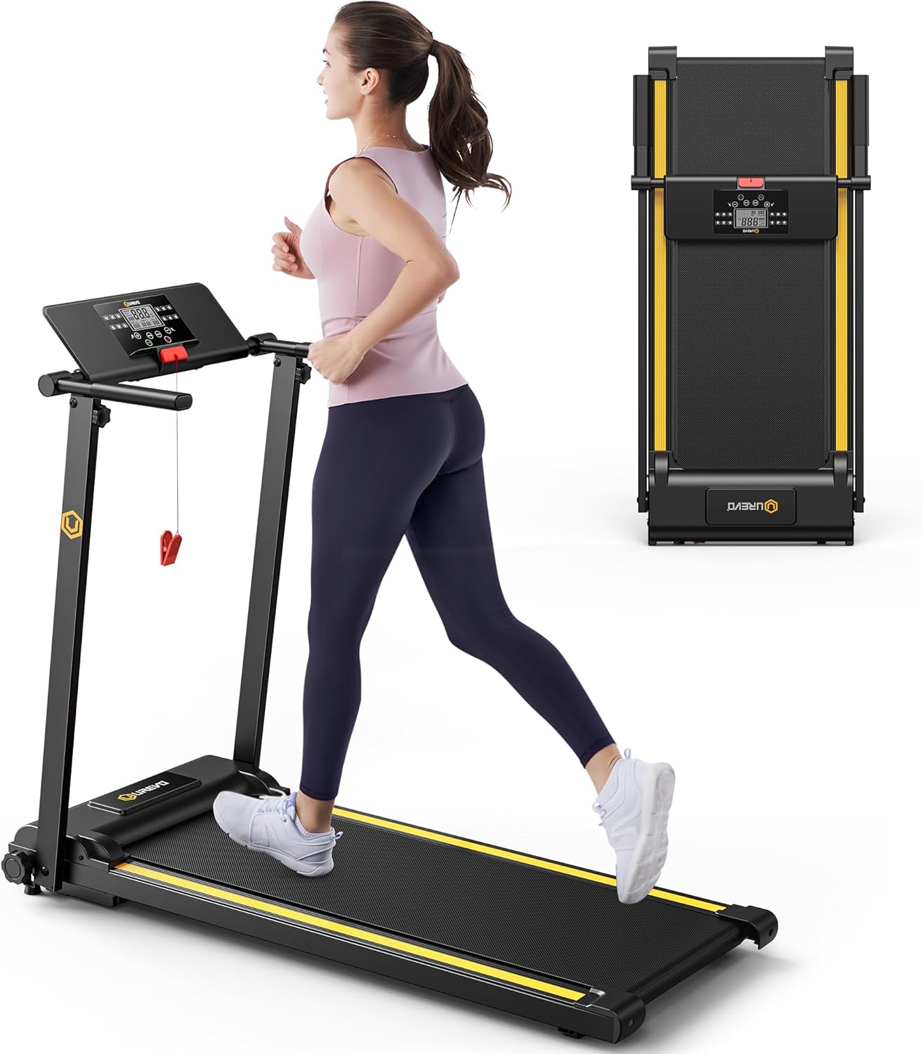 B09CYWRRR1 - UREVO Walking Pad Treadmills for Home Office, Under Desk Compact